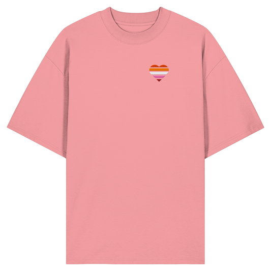 Organic Oversize Shirt - Lesbian Flag Herz Stick