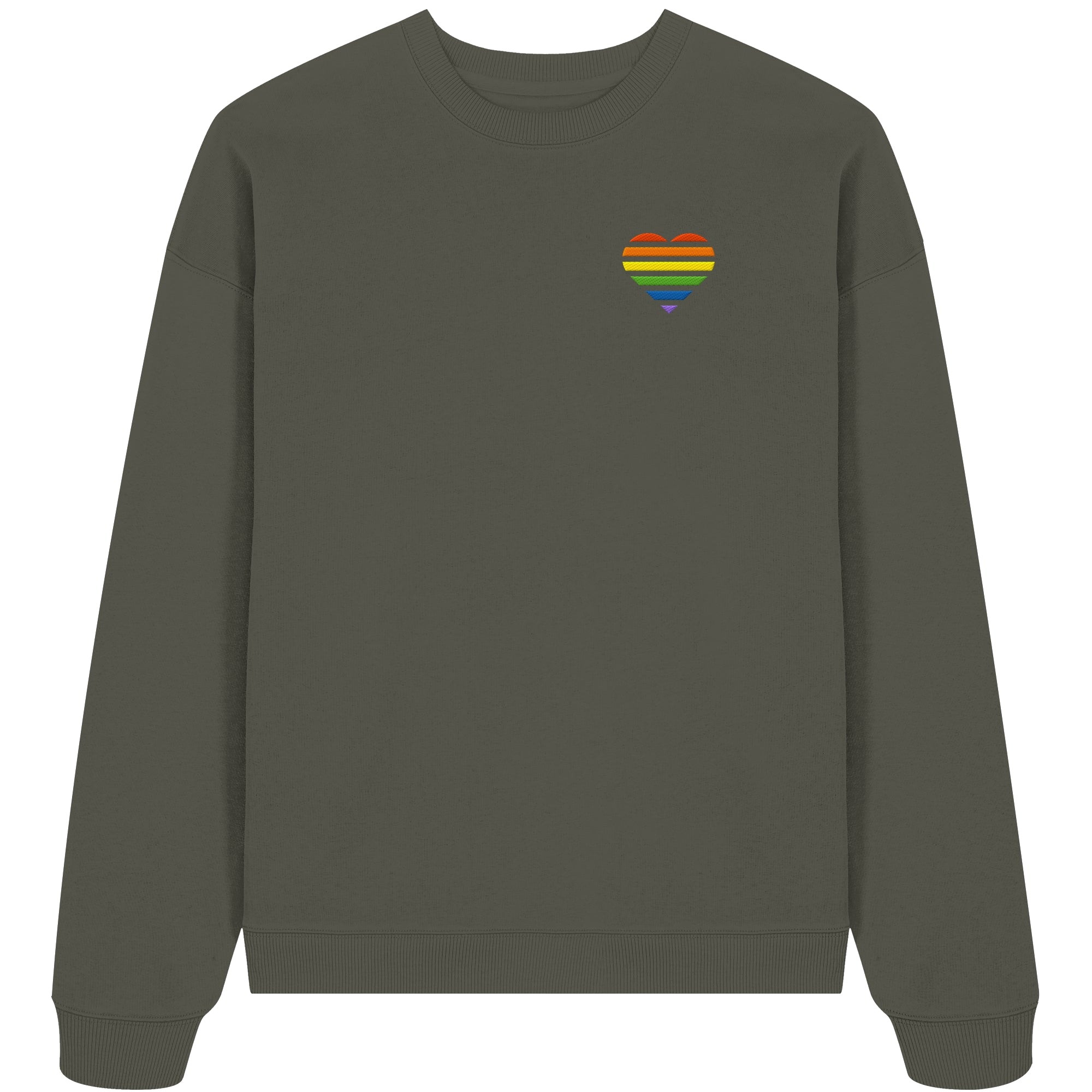 Organic Oversize Sweatshirt - Pride Flag Herz Stick