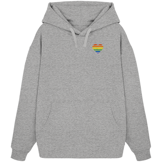 Organic Oversize Hoodie - Pride Flag Herz Stick