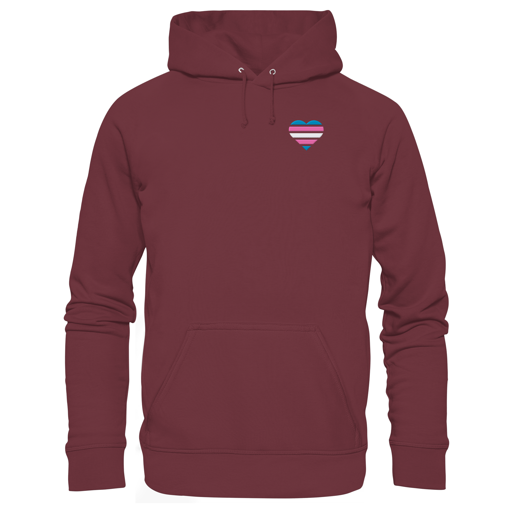 Organic Basic Hoodie - Trans Flag Herz Stick