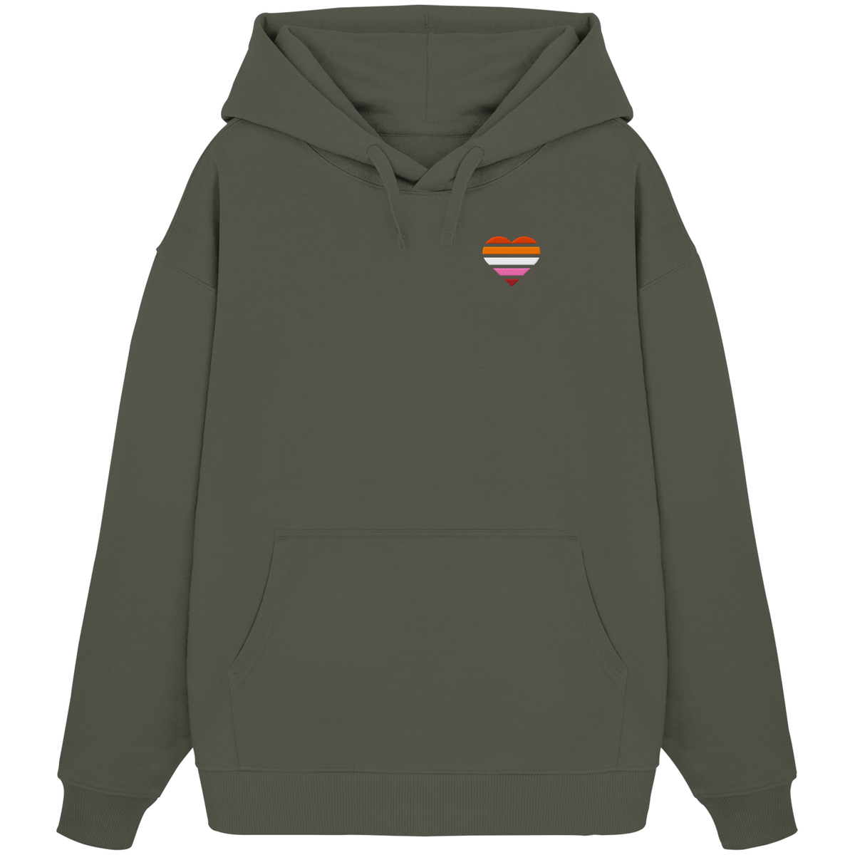 Organic Oversize Hoodie mit Herz Stick - Lesbian