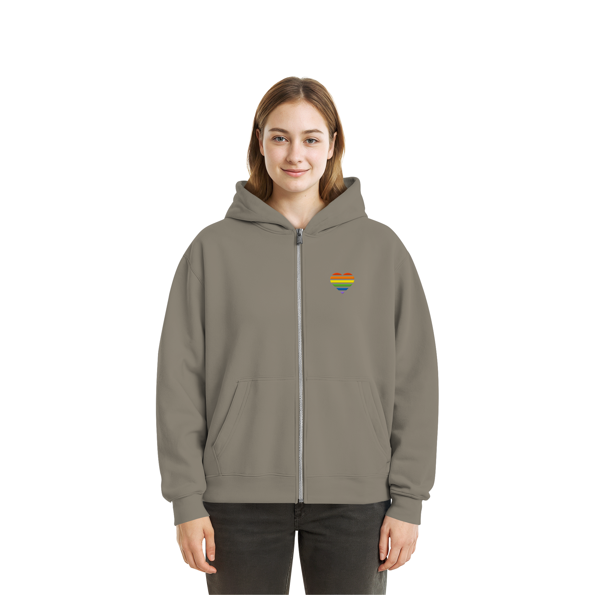 Fluffy Boxcut Zipper - Pride Flag Herz Stick