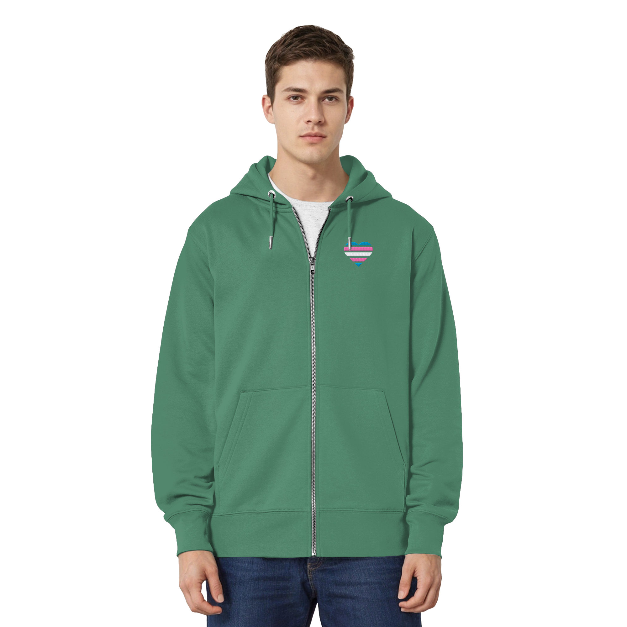 Organic Relaxed Zipper - Trans Flag Herz Stick
