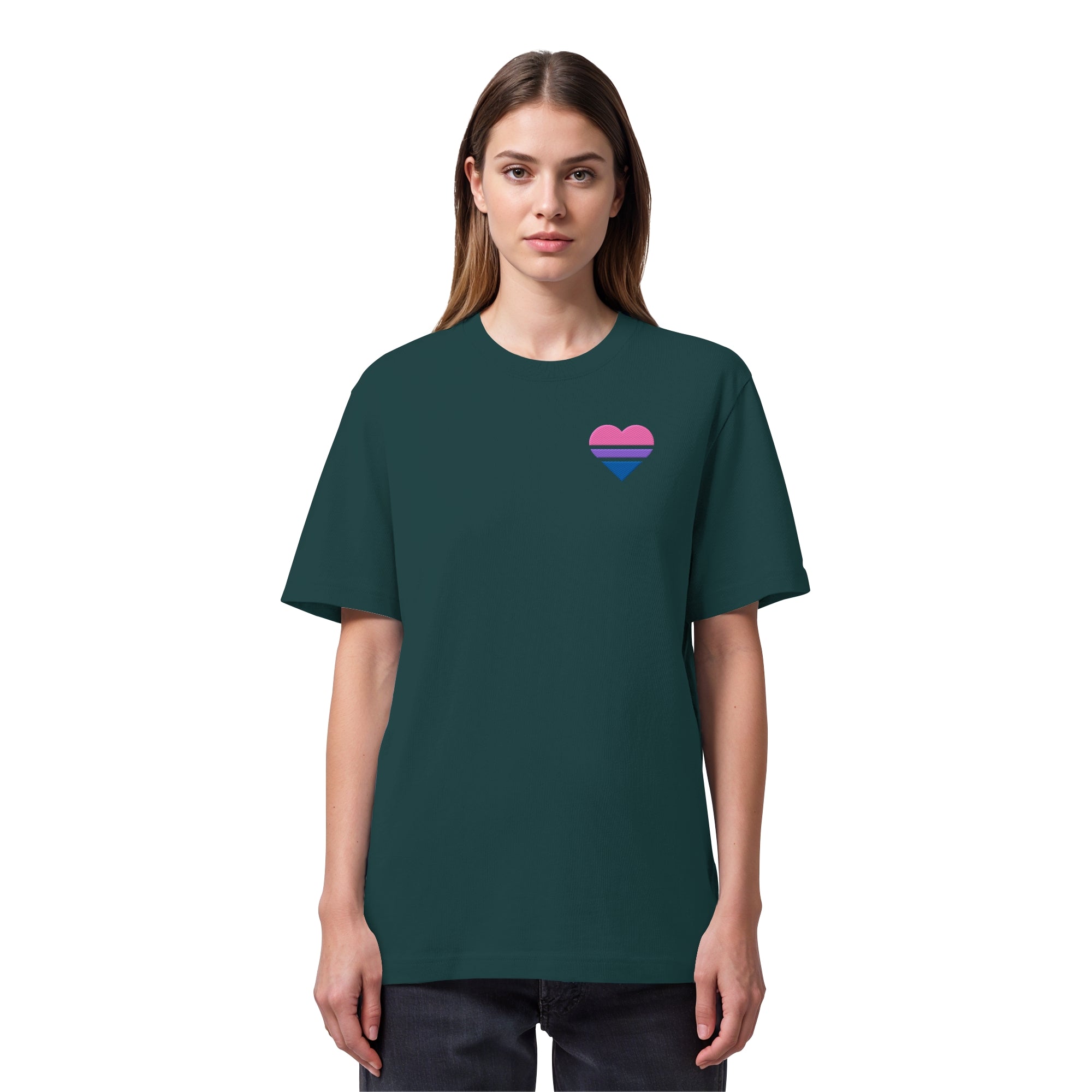 Organic Heavy Shirt - Bisexual Flag Herz Stick