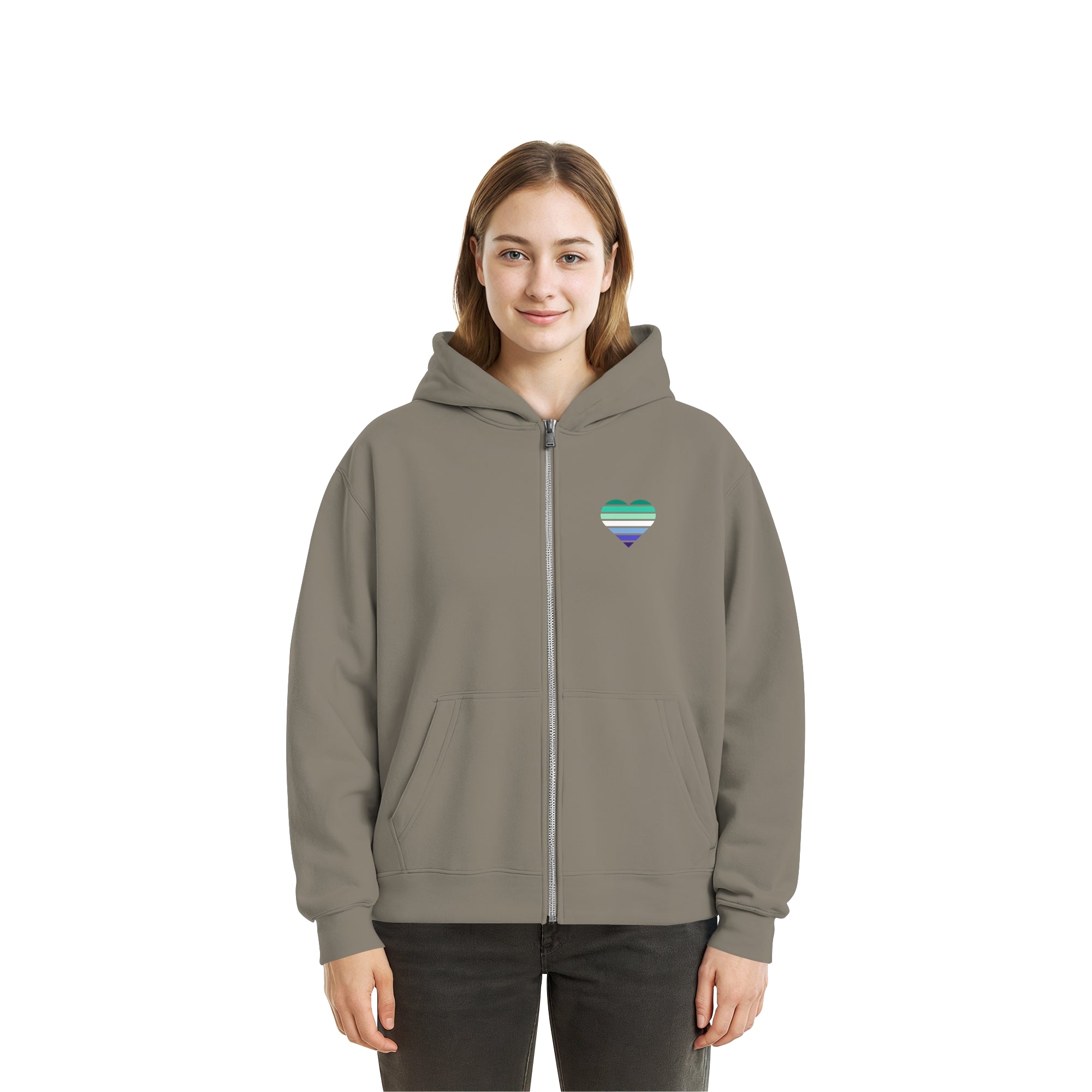 Fluffy Boxcut Zipper - Gay Flag Herz Print