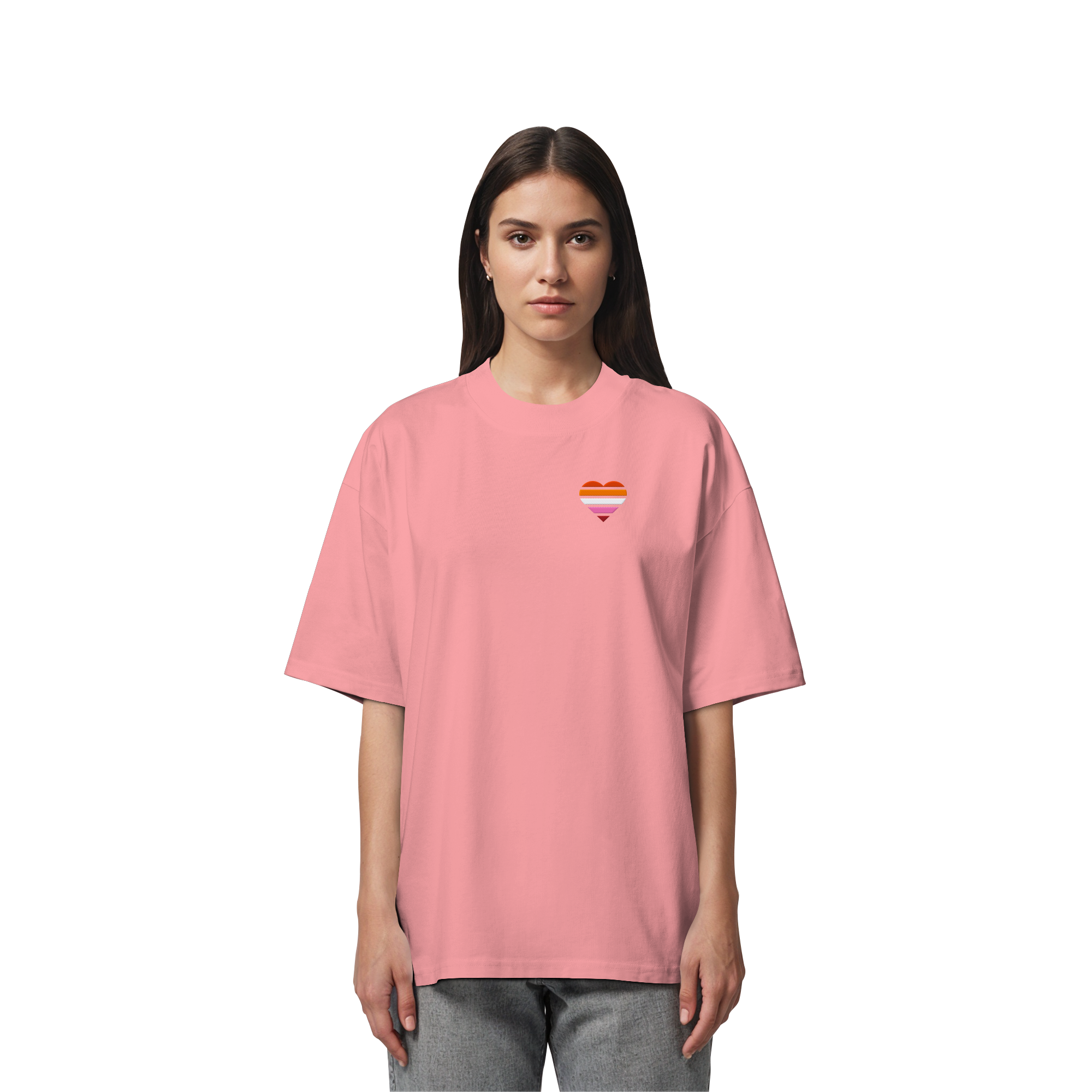 Organic Oversize Shirt - Lesbian Flag Herz Stick