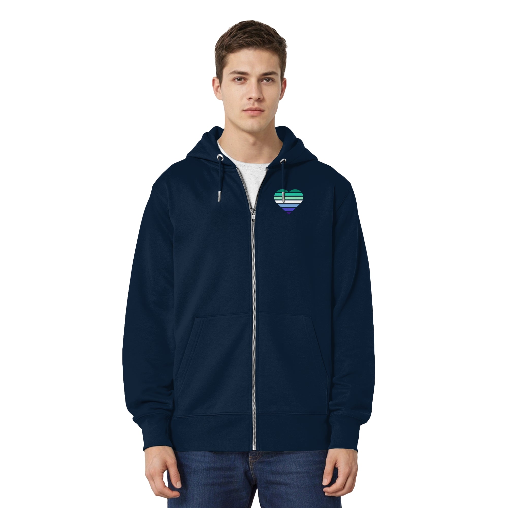 Organic Relaxed Zipper - Gay Flag Herz Print