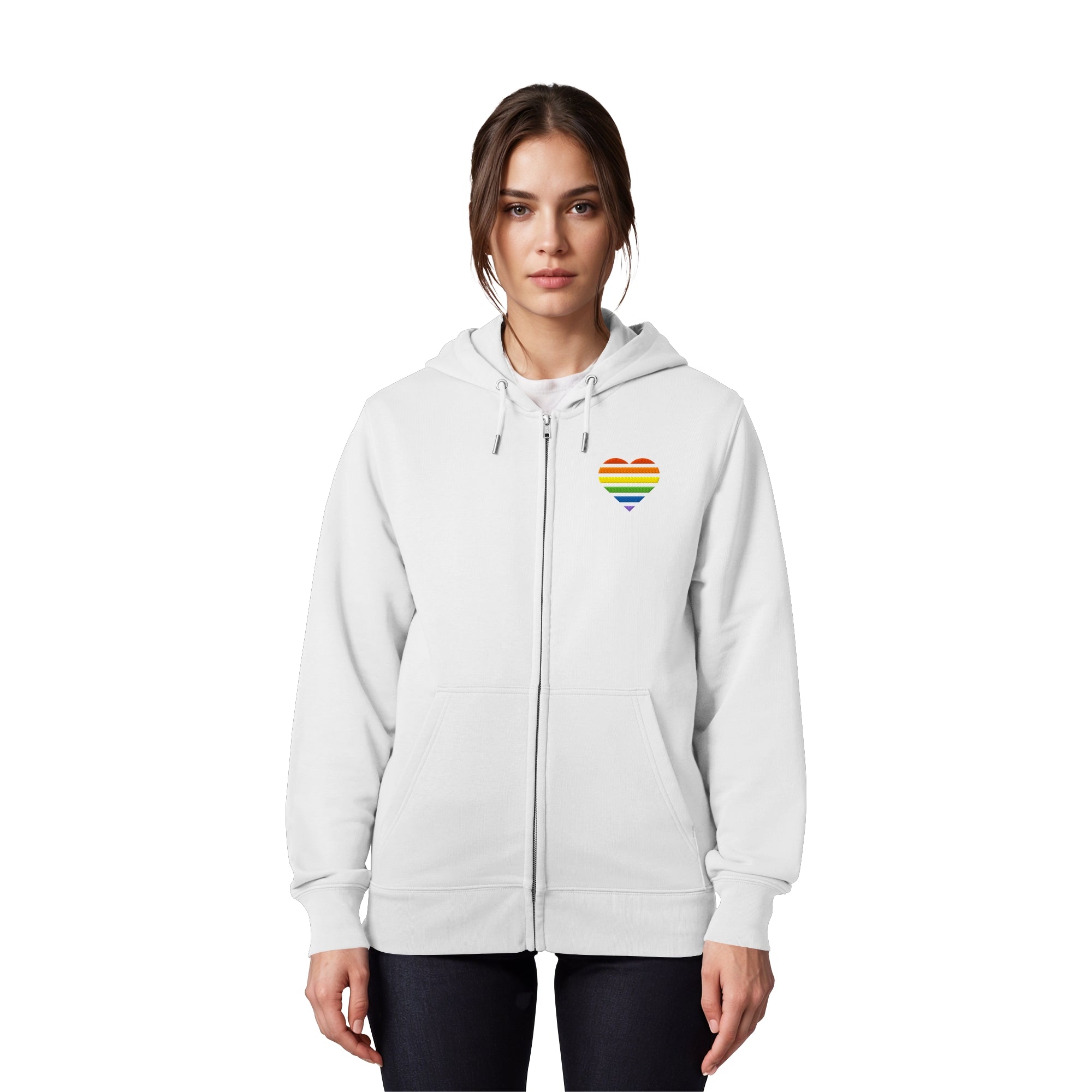 Organic Zipper - Pride Flag Herz Stick