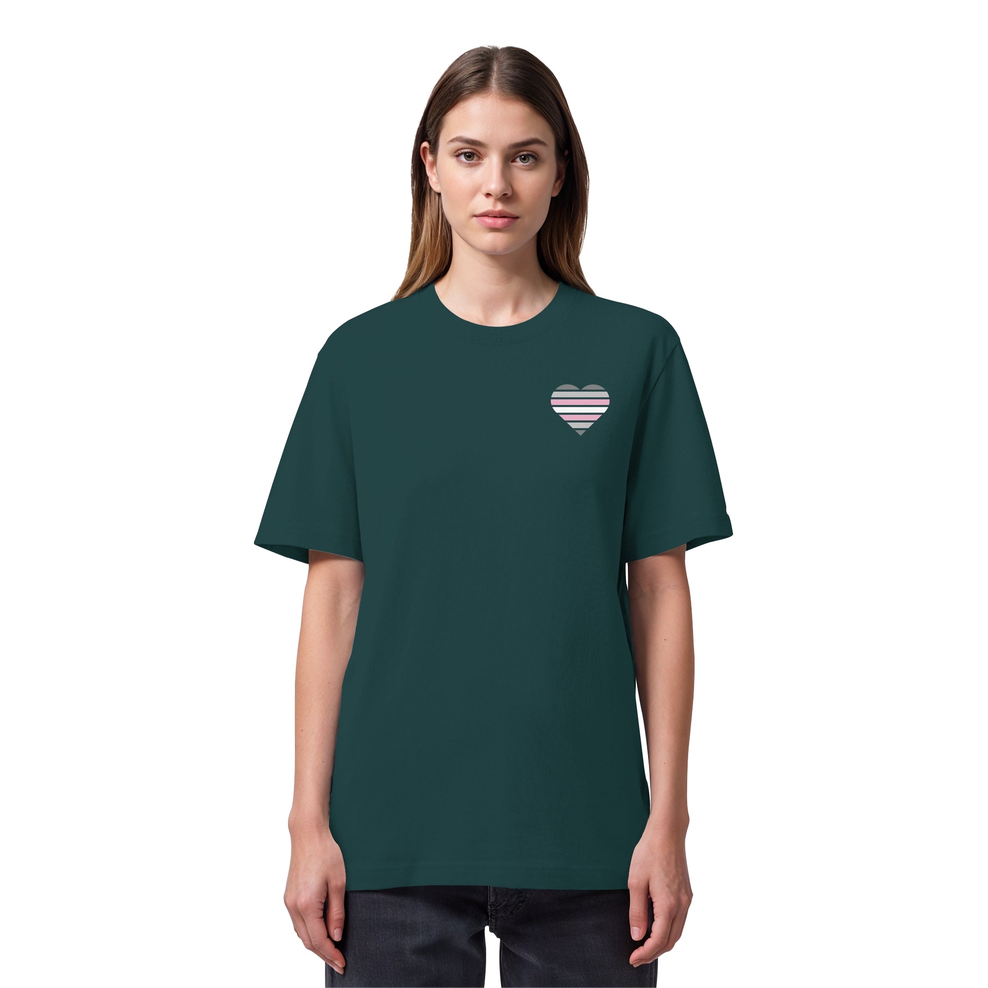Organic Heavy Shirt - Demigirl Flag Herz Print