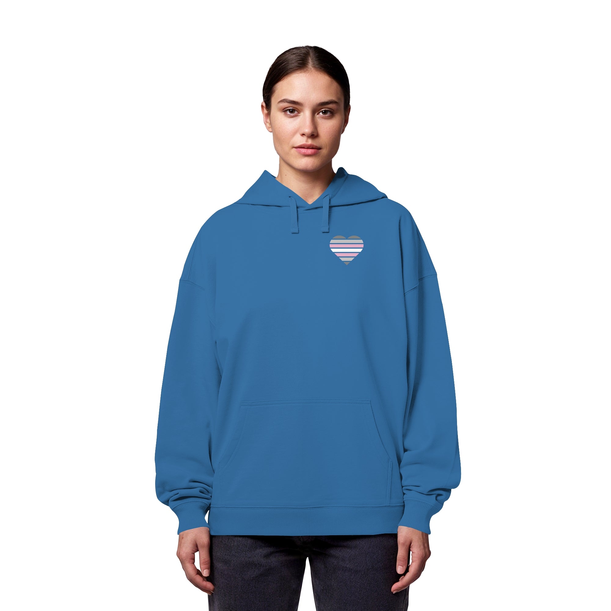 Organic Oversize Hoodie - Demigirl Flag Herz Print