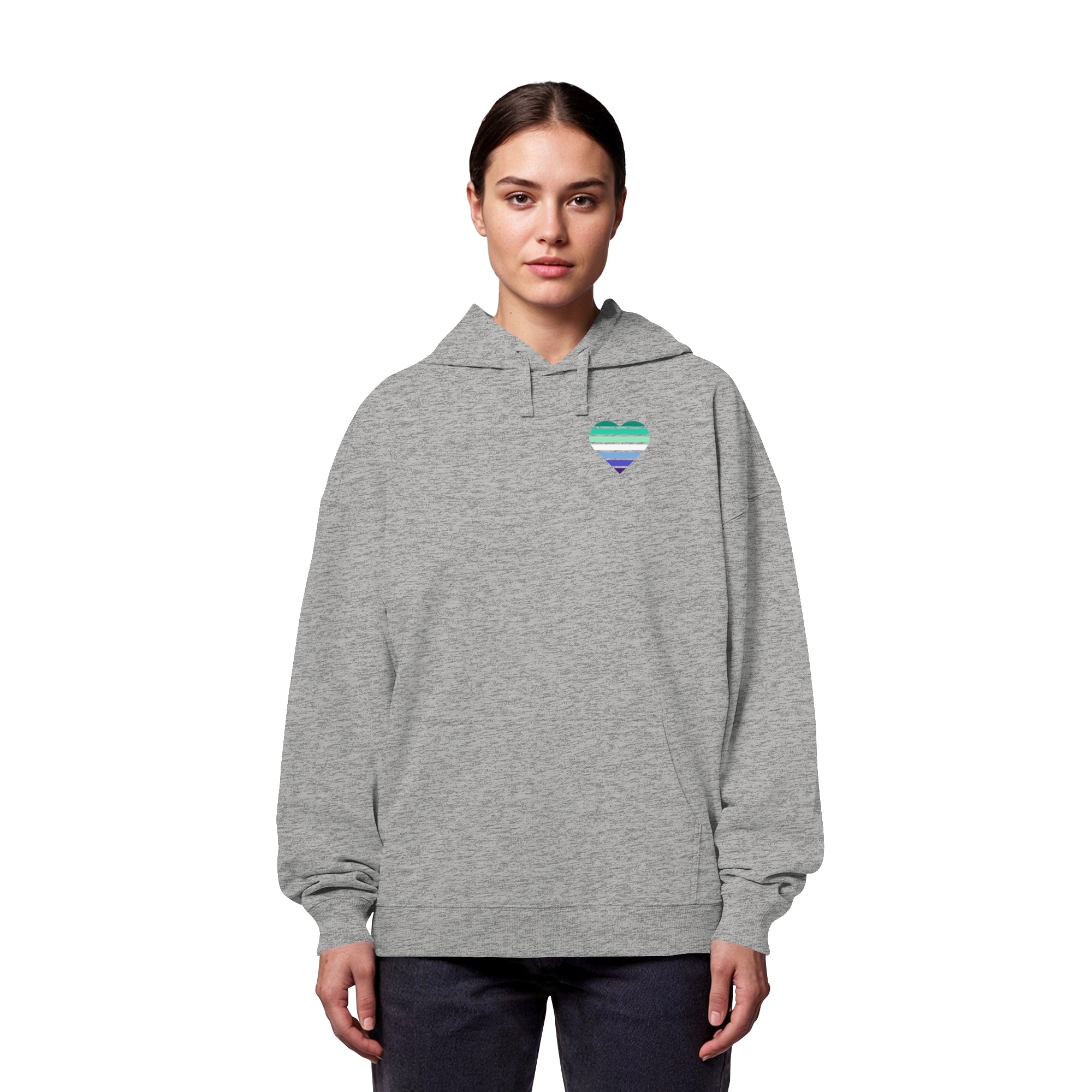 Organic Oversize Hoodie - Gay Flag Herz Print