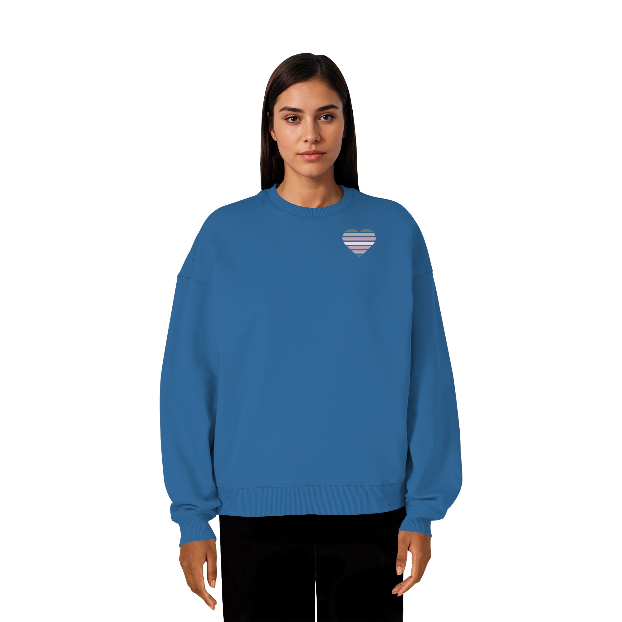 Organic Oversize Sweatshirt - Demigirl Flag Herz Print