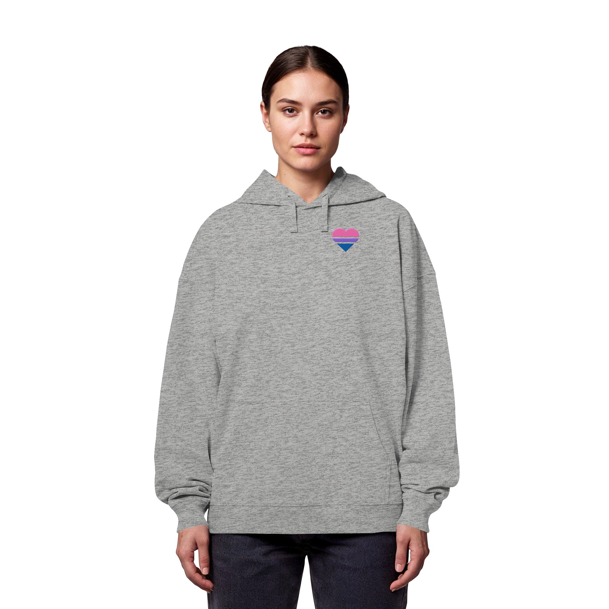 Organic Oversize Hoodie - Bisexual Flag Herz Stick