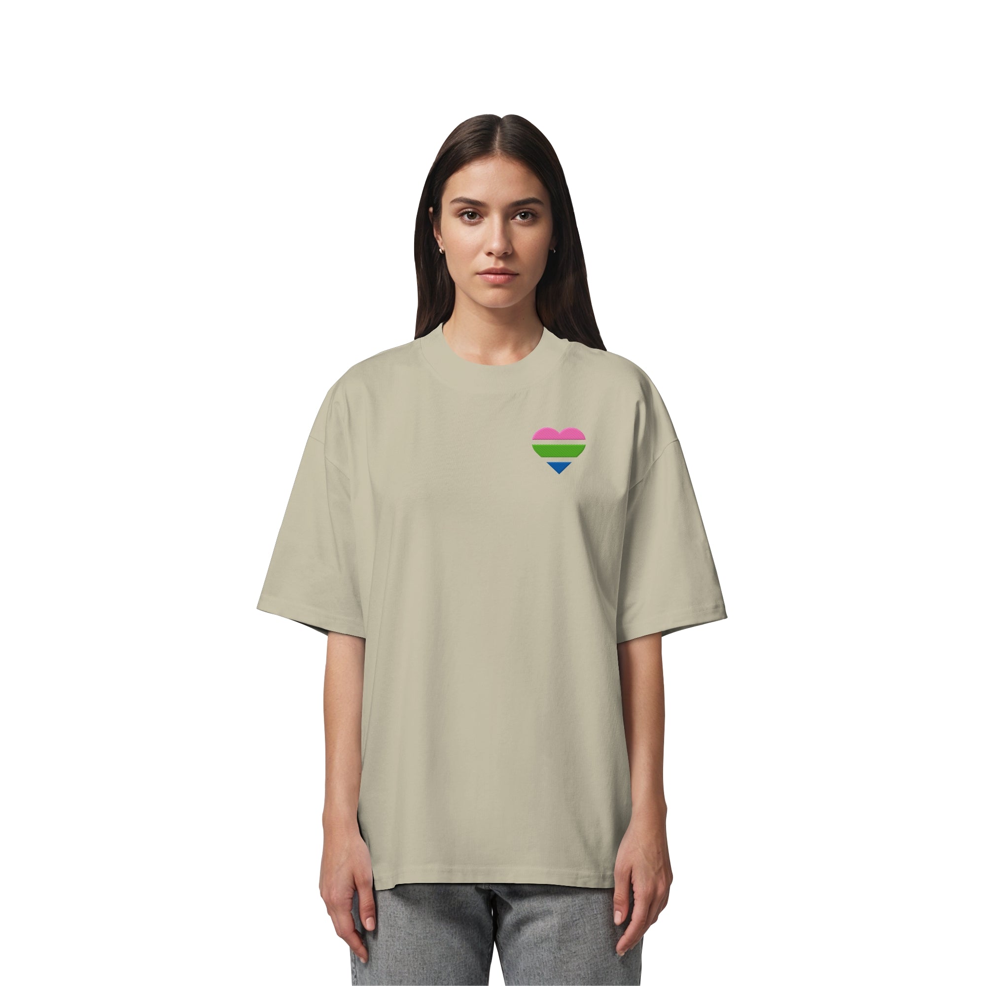 Organic Oversize Shirt - Polysexual Flag Herz Stick