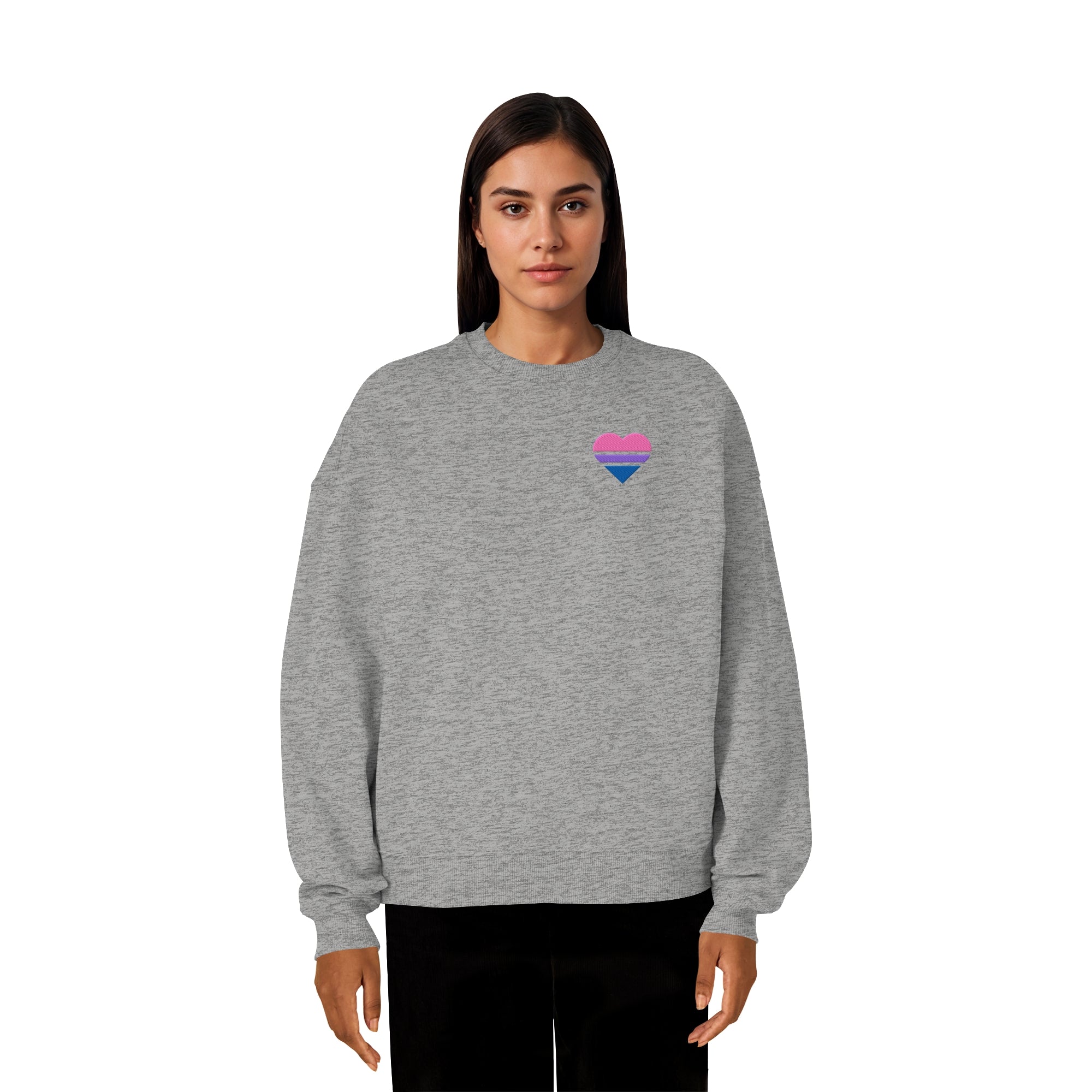 Organic Oversize Sweatshirt - Bisexual Flag Herz Stick