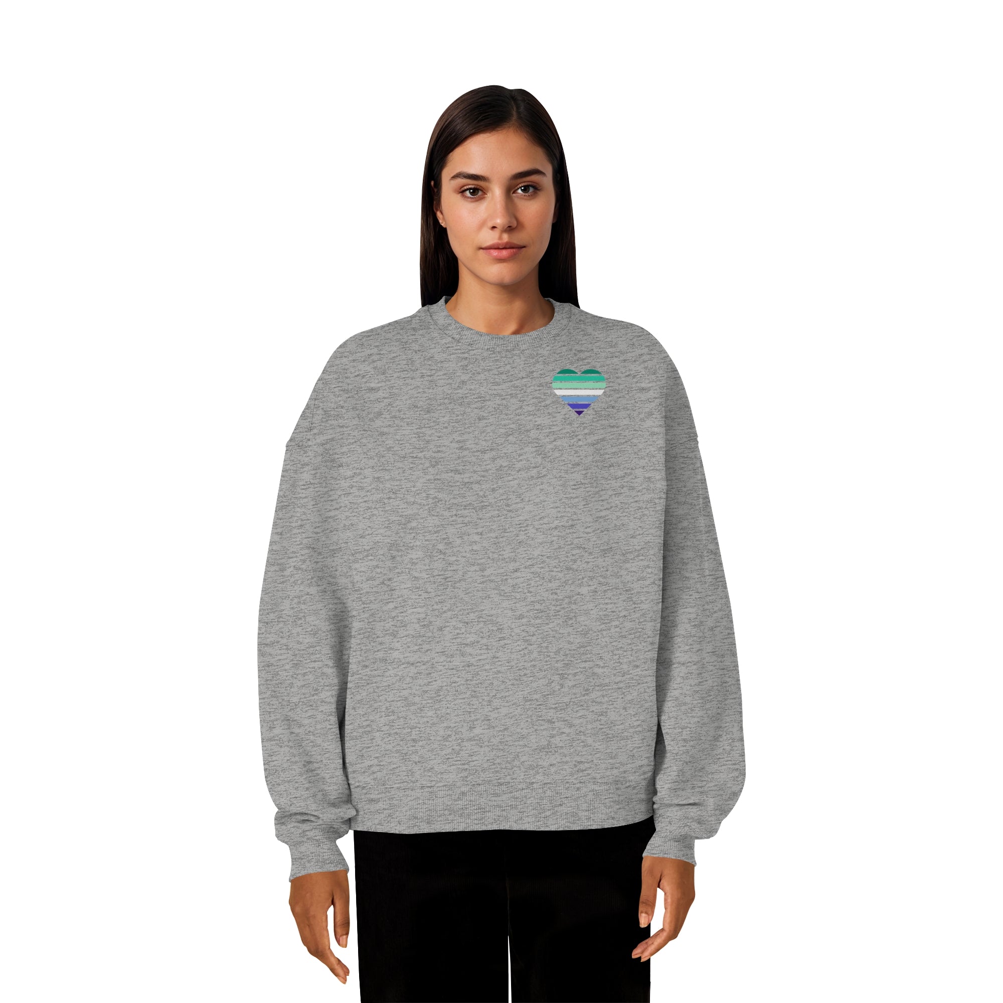 Organic Oversize Sweatshirt - Gay Flag Herz Print