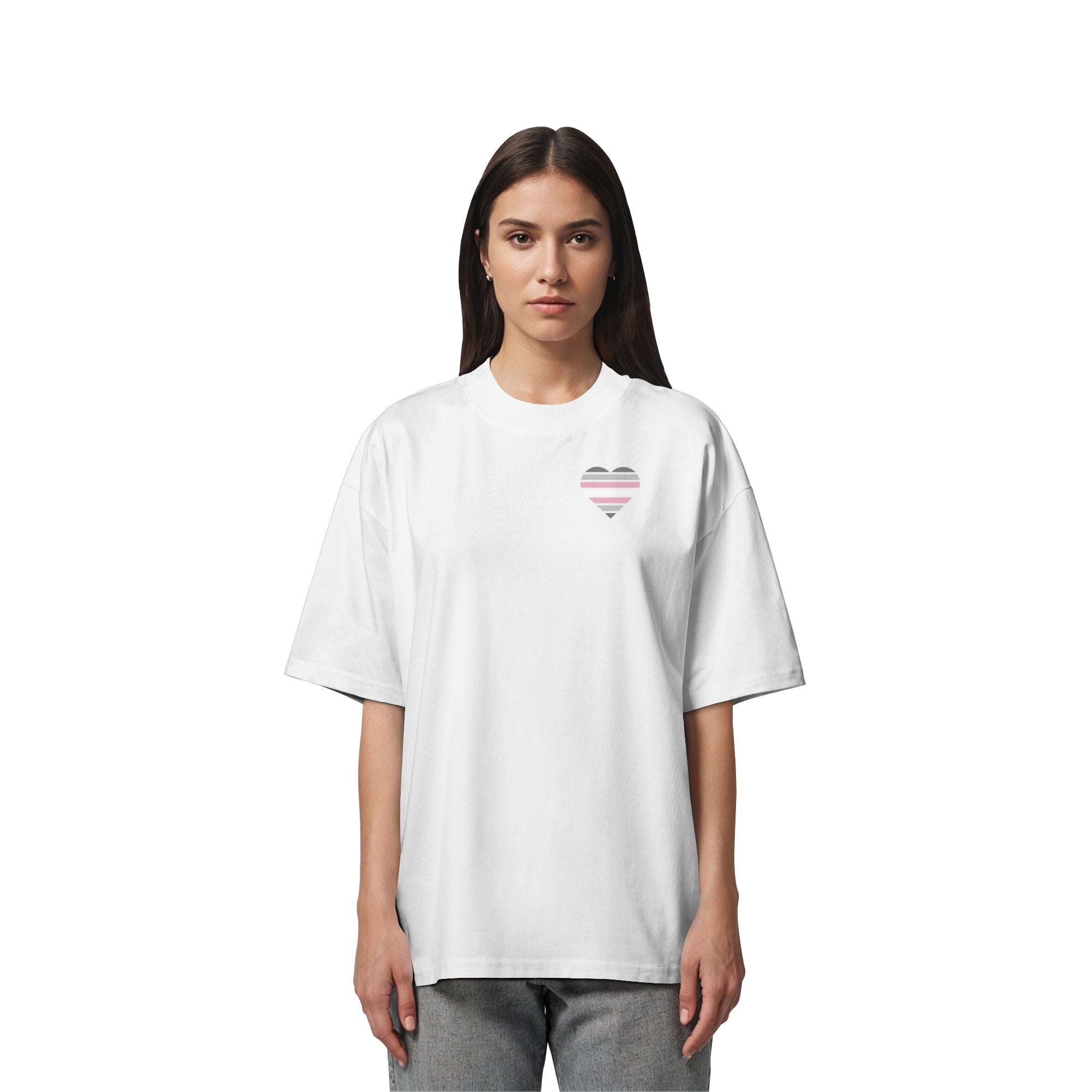Organic Oversize Shirt - Demigirl Flag Herz Print