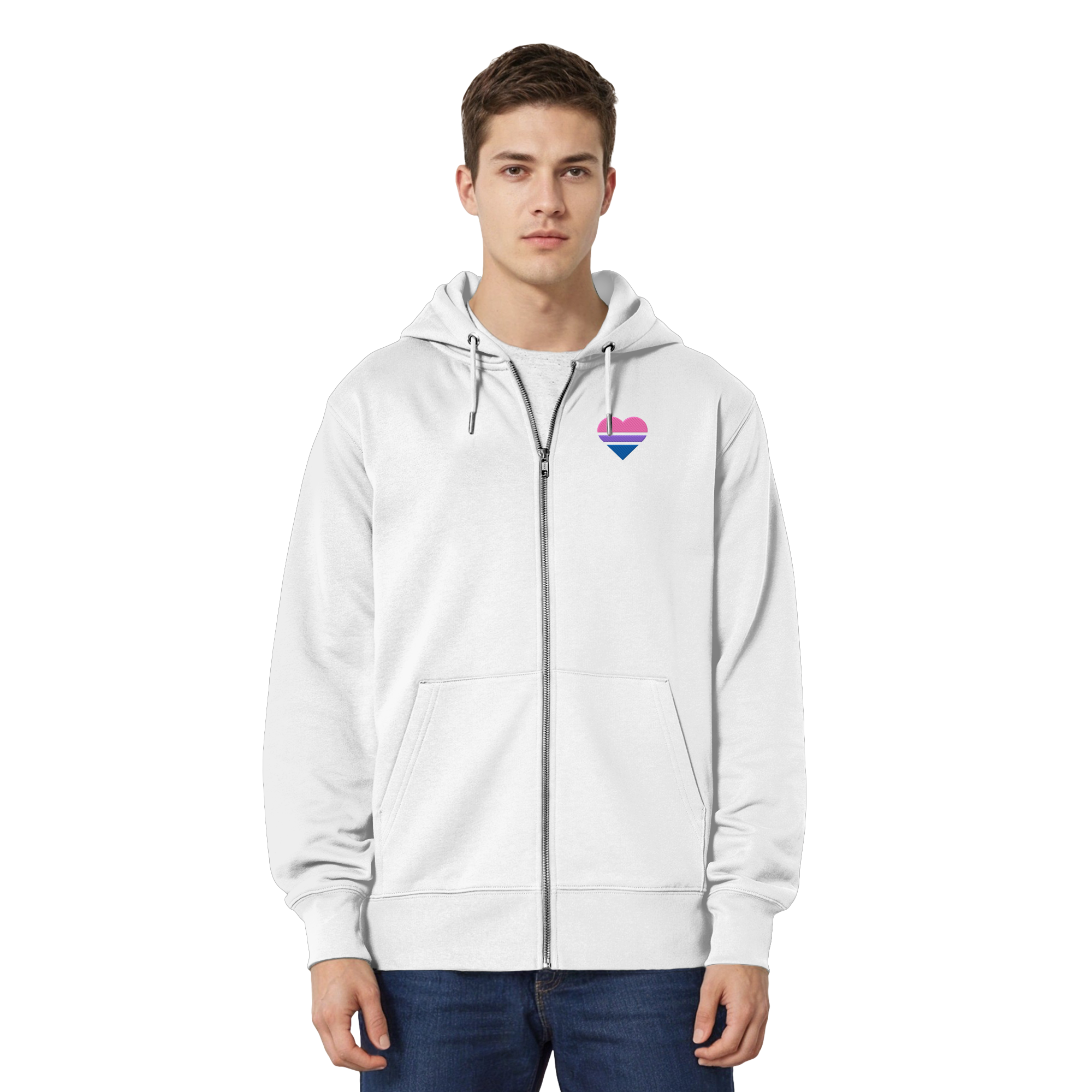 Organic Relaxed Zipper - Bisexual Flag Herz Stick