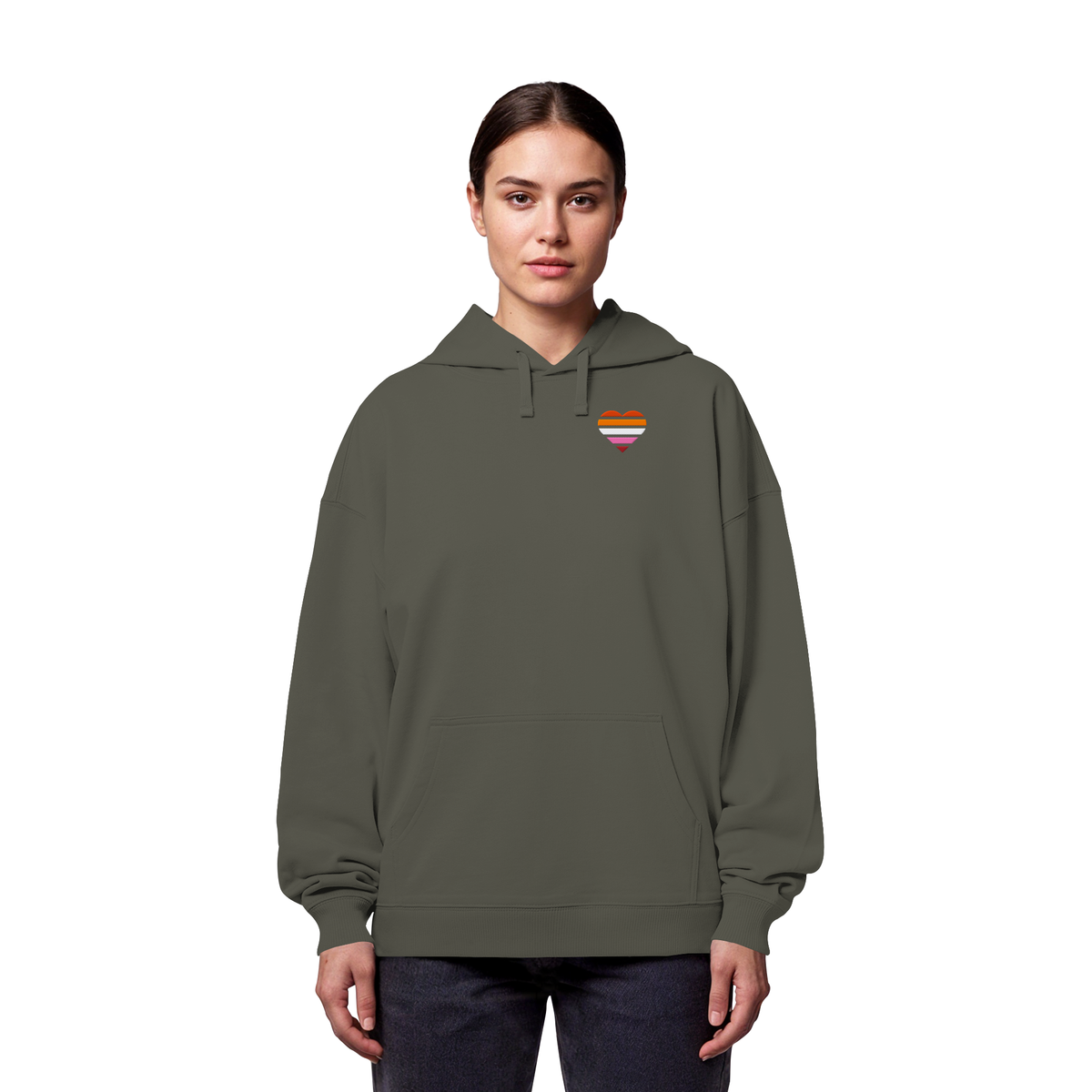 Organic Oversize Hoodie mit Herz Stick - Lesbian