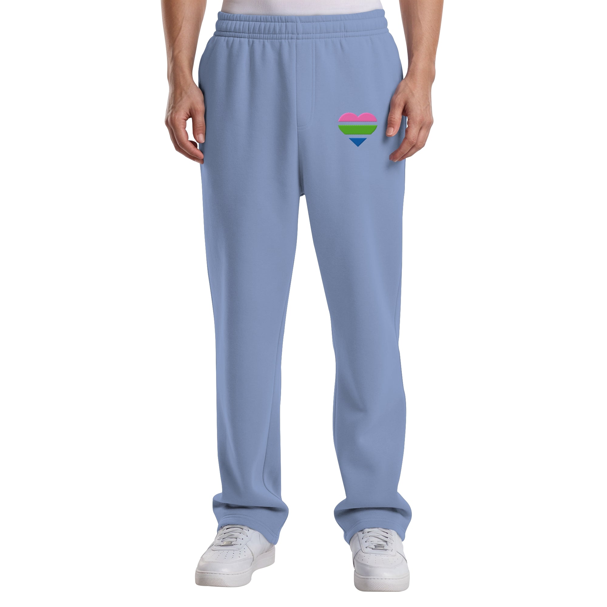 Fluffy Track Sweatpants - Polysexual Flag Herz Stick