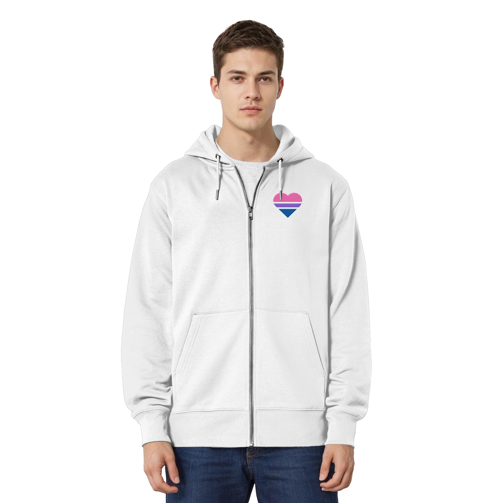 Organic Relaxed Zipper - Bisexual Flag Herz Stick