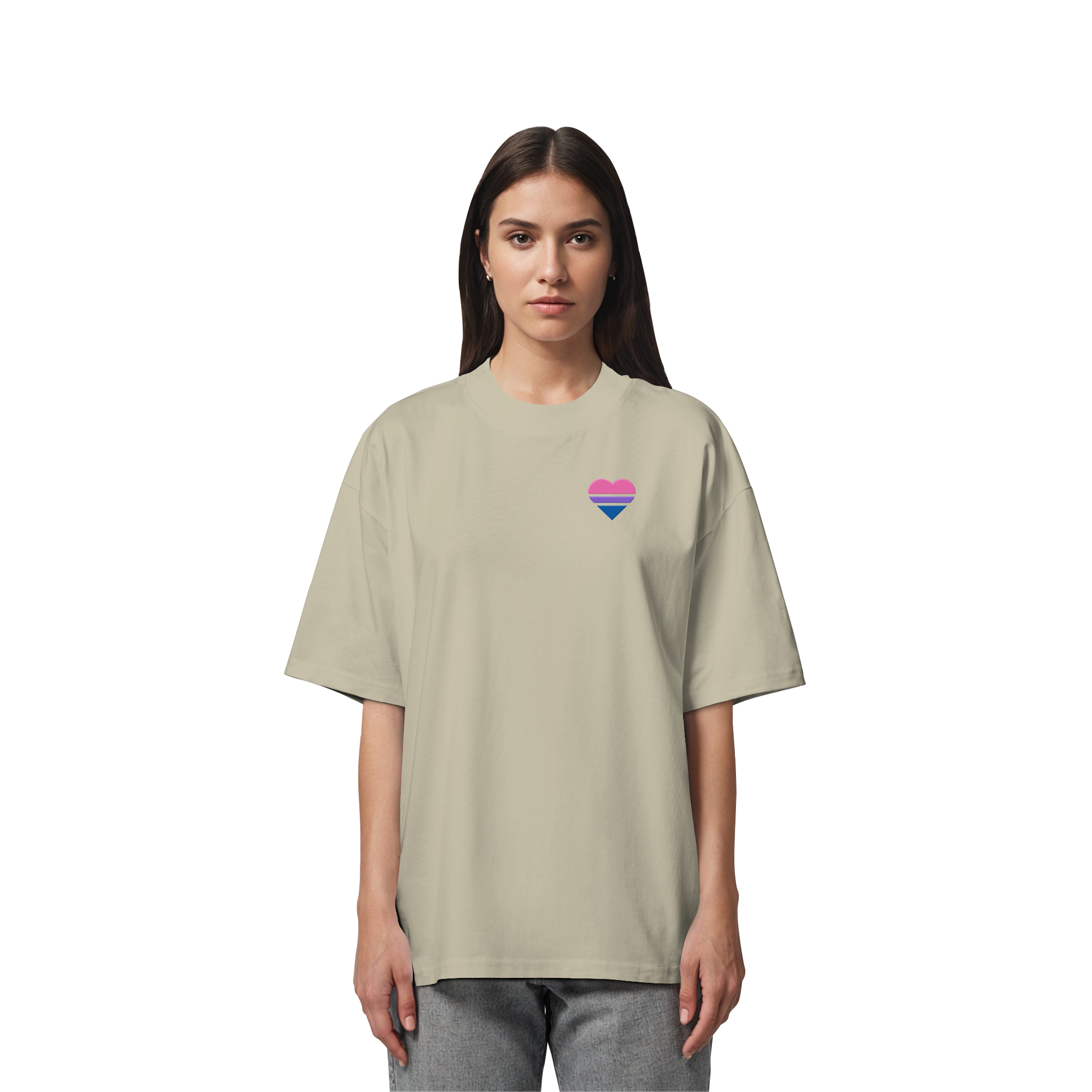 Organic Oversize Shirt - Bisexual Flag Herz Stick