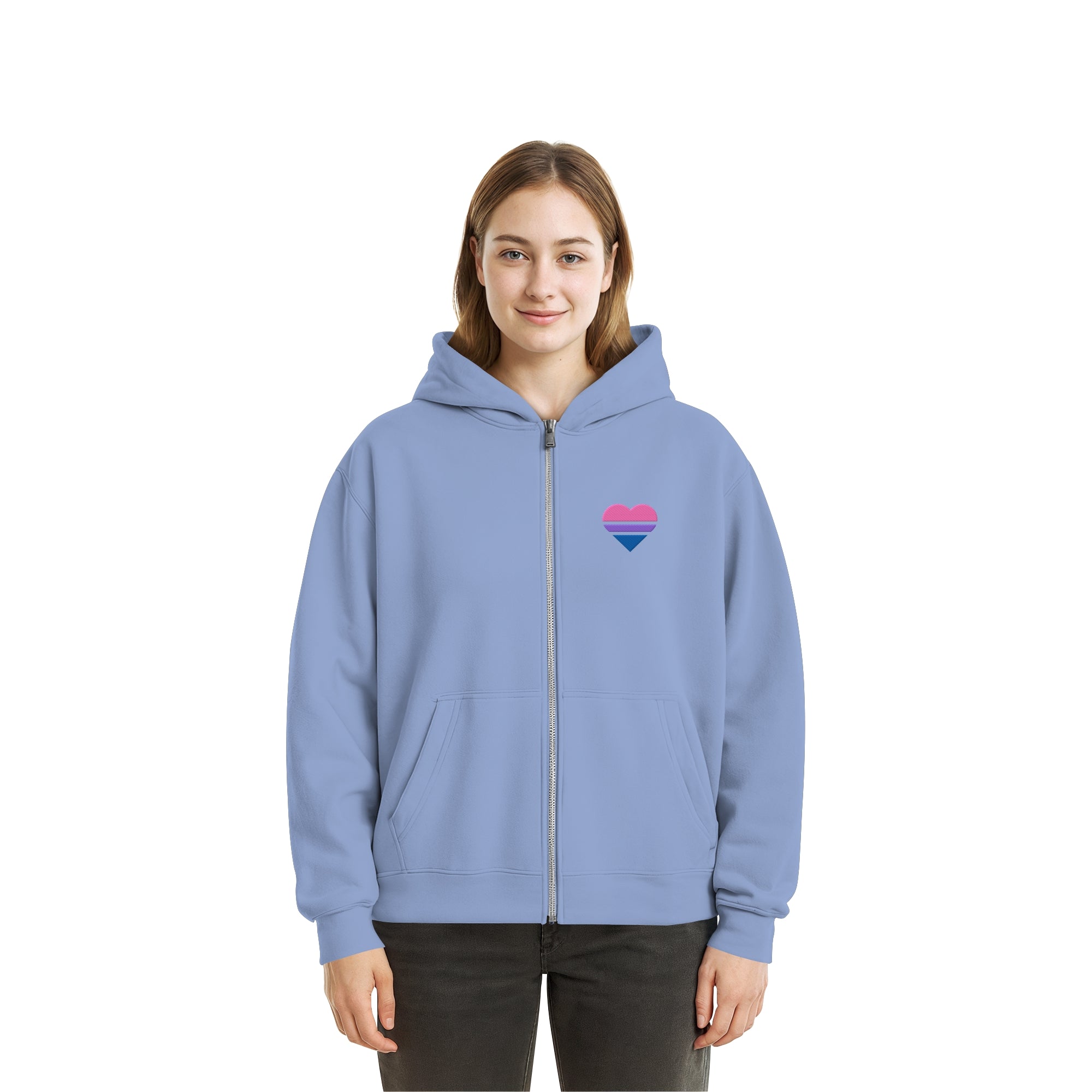 Fluffy Boxcut Zipper - Bisexual Flag Herz Stick