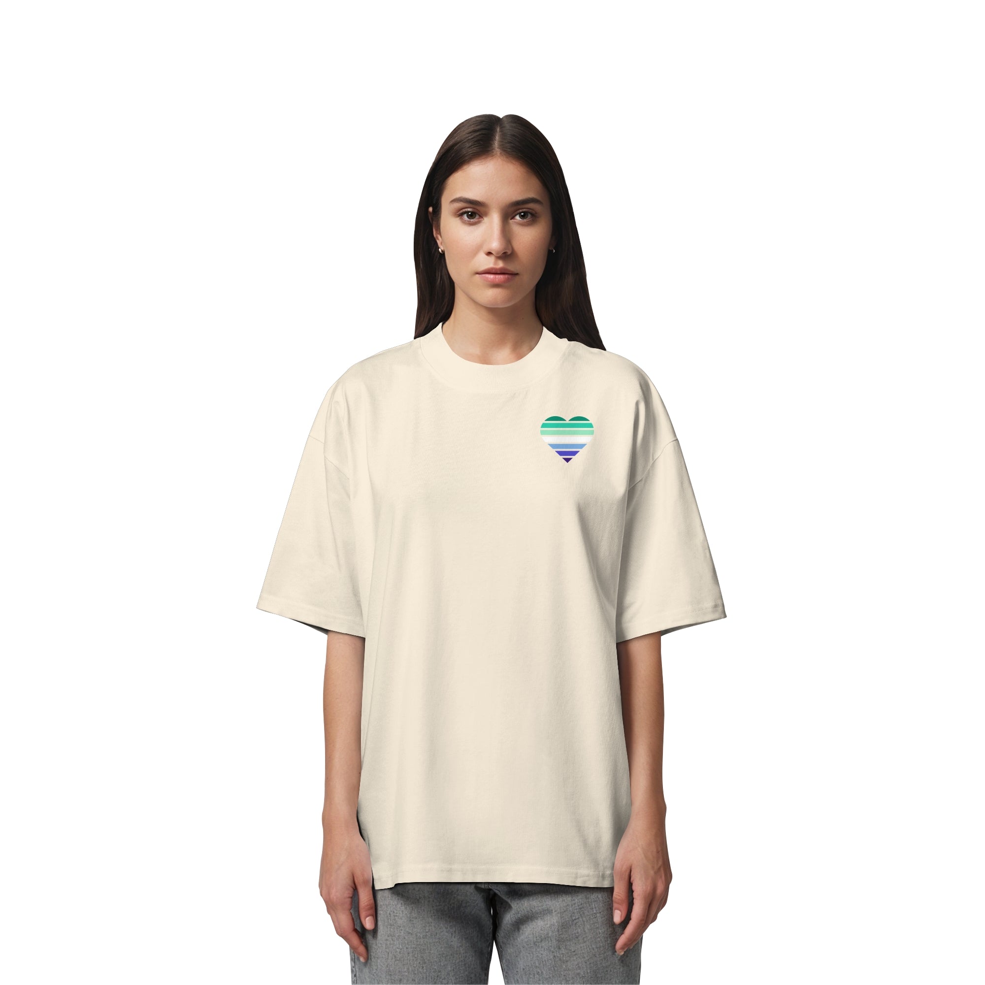 Organic Oversize Shirt - Gay Flag Herz Print