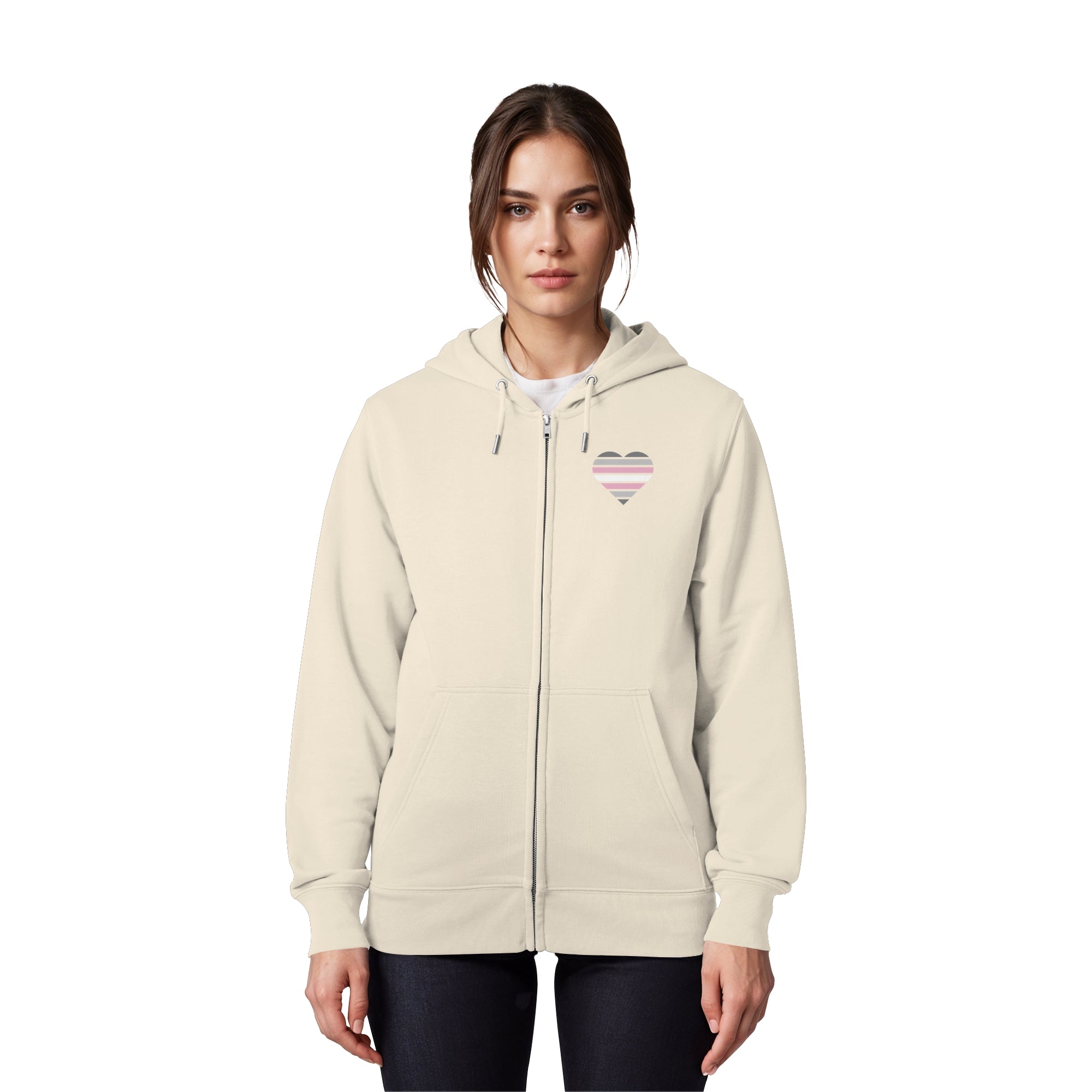 Organic Zipper - Demigirl Flag Herz Print