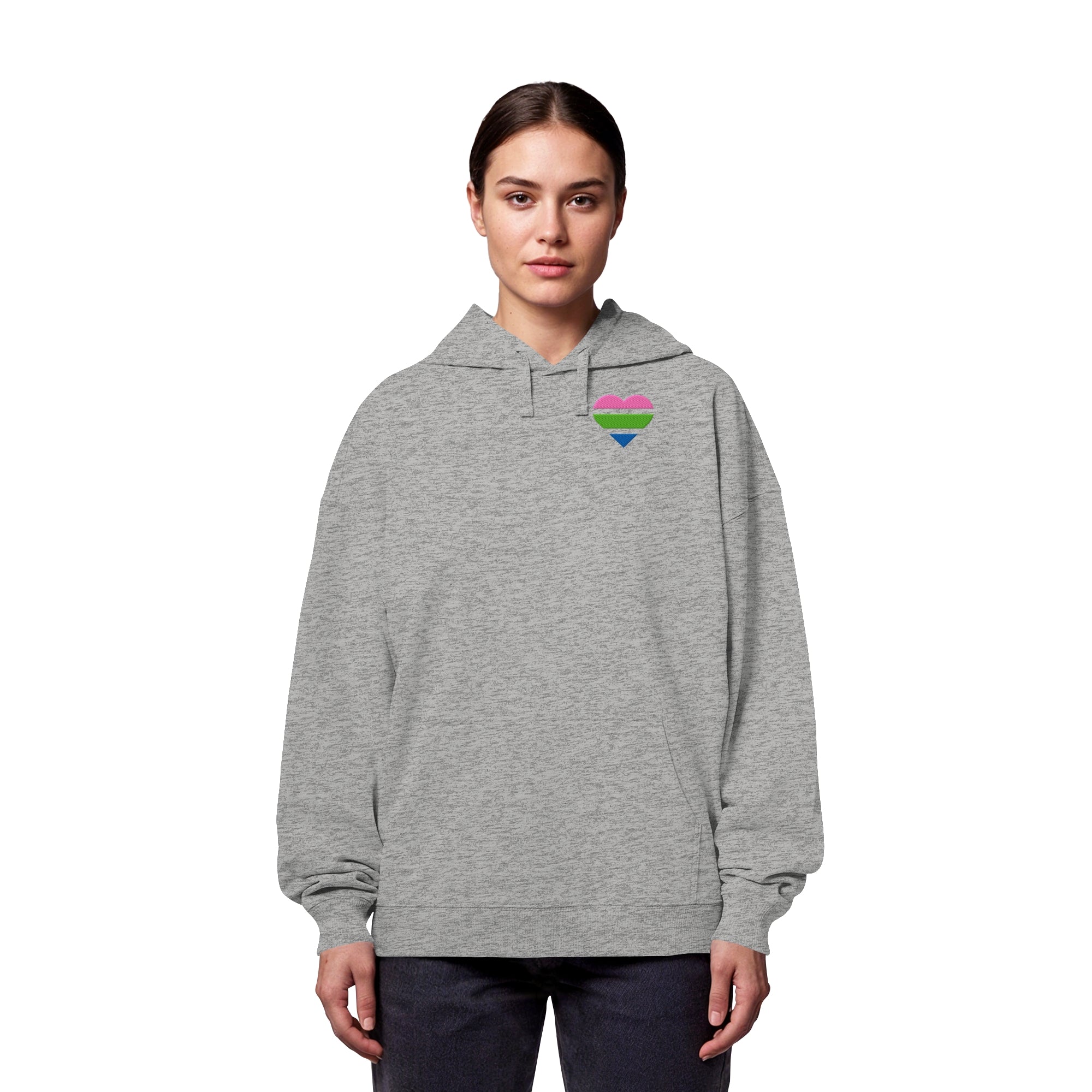 Organic Oversize Hoodie - Polysexual Flag Herz Stick