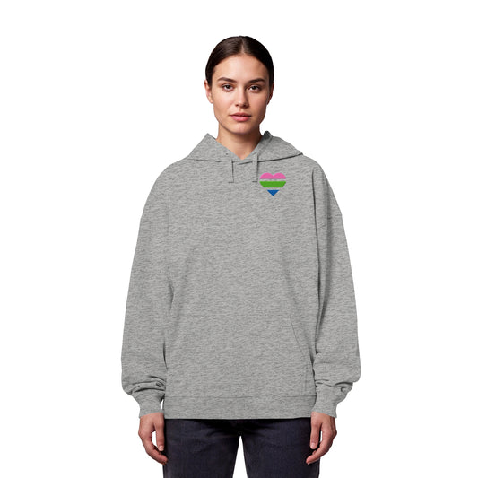Organic Oversize Hoodie - Polysexual Flag Herz Stick
