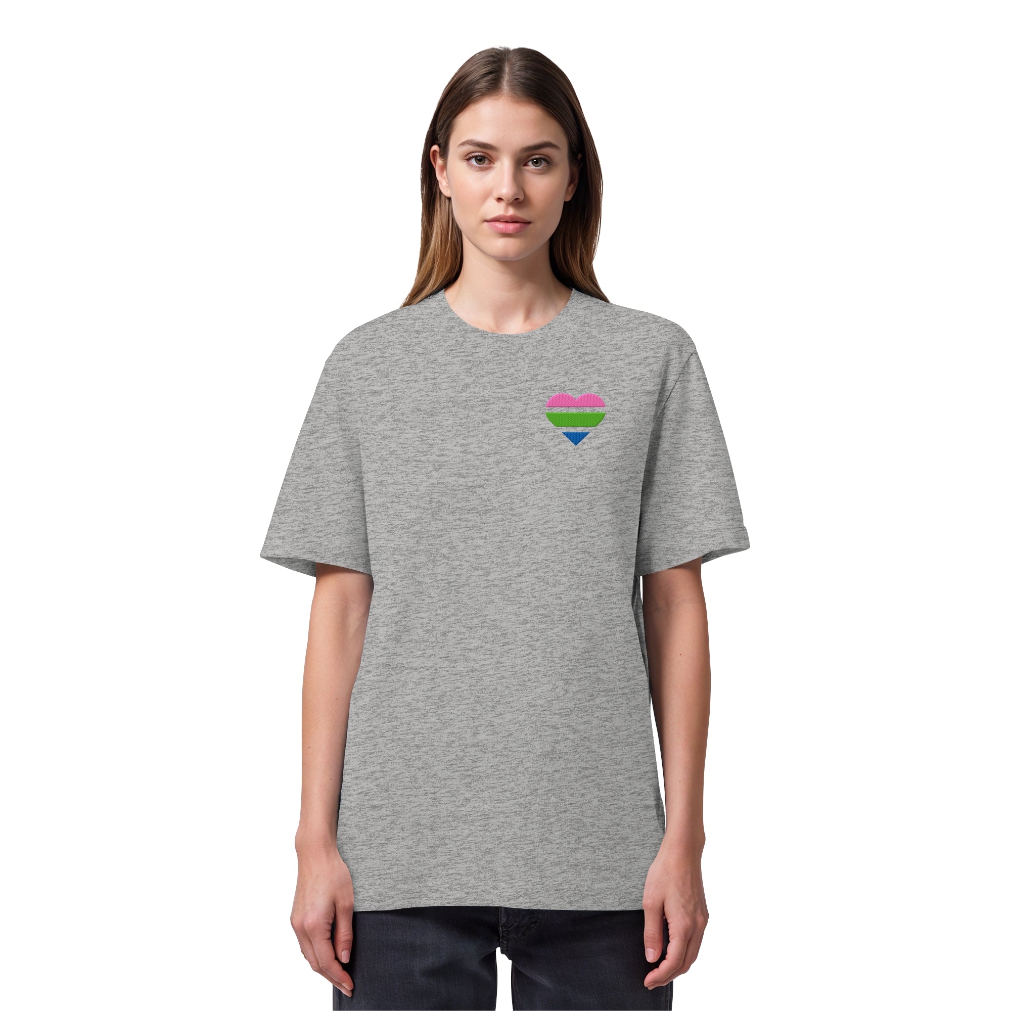 Organic Heavy Shirt - Polysexual Flag Herz Stick