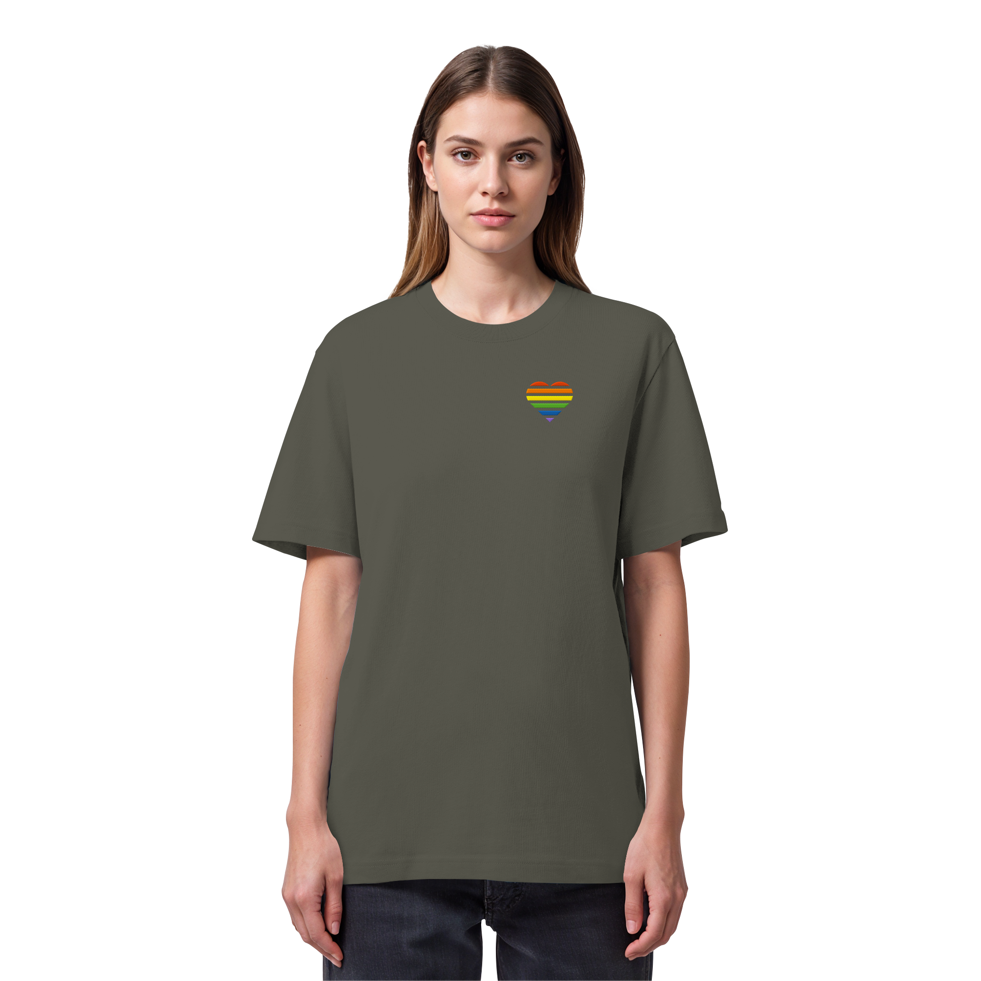 Organic Heavy Shirt - Pride Flag Herz Stick