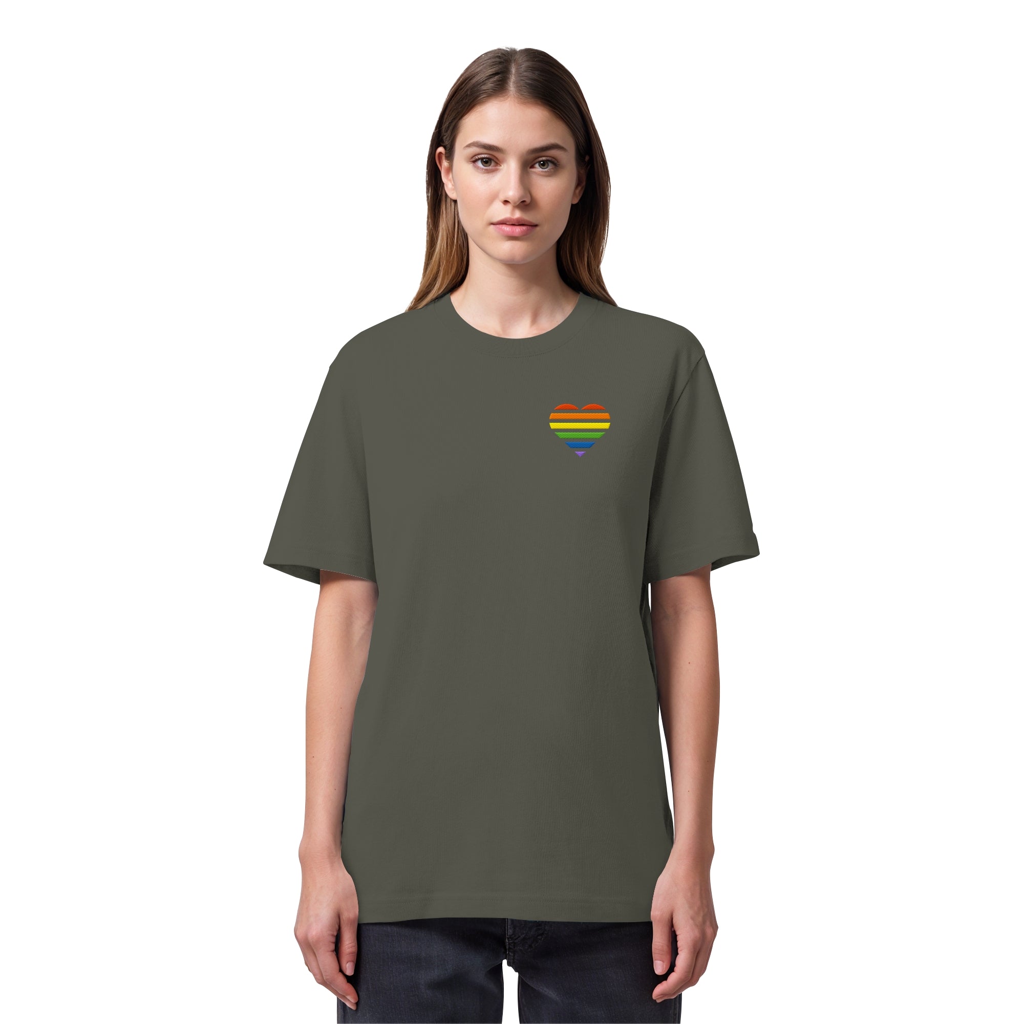 Organic Heavy Shirt - Pride Flag Herz Stick