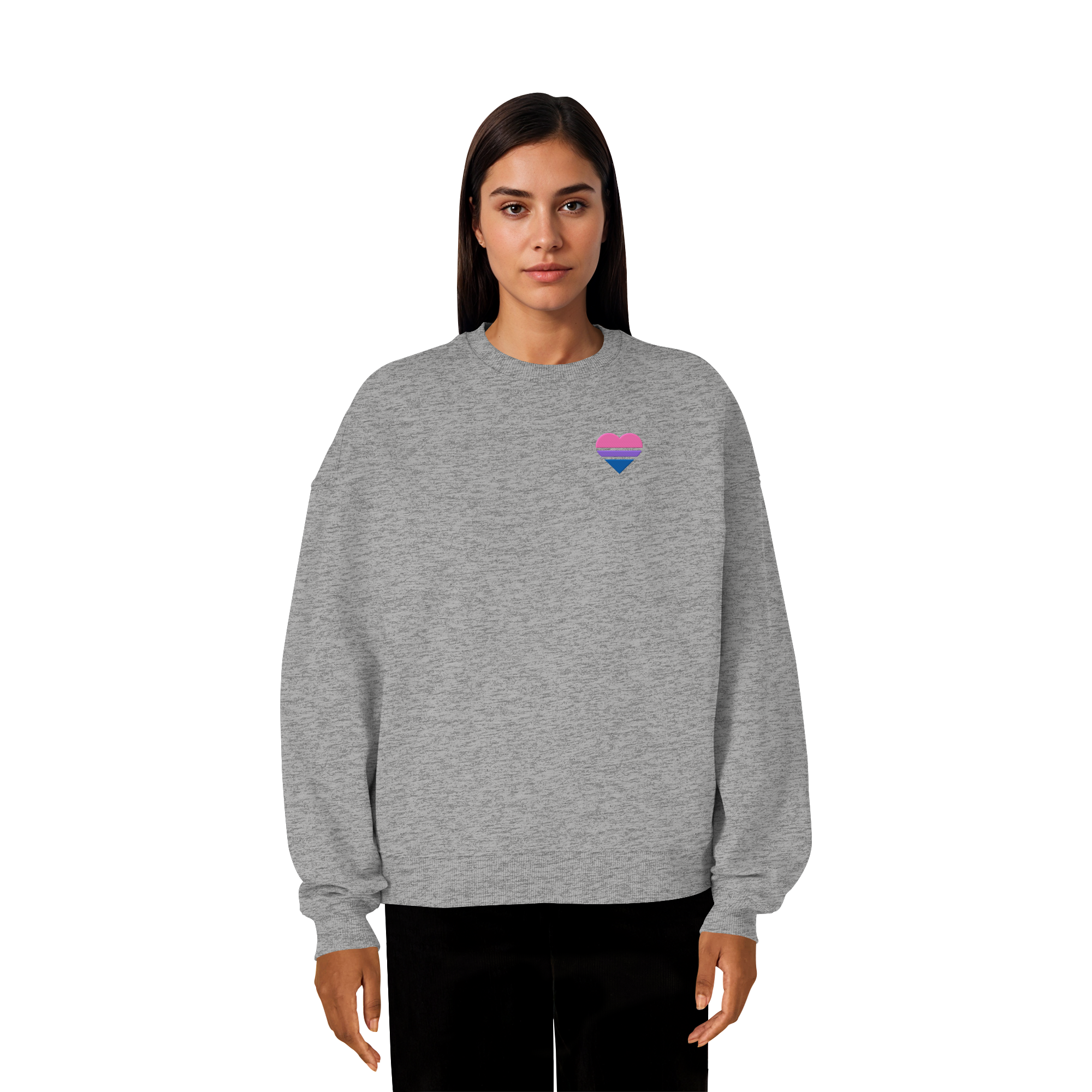 Organic Oversize Sweatshirt - Bisexual Flag Herz Stick