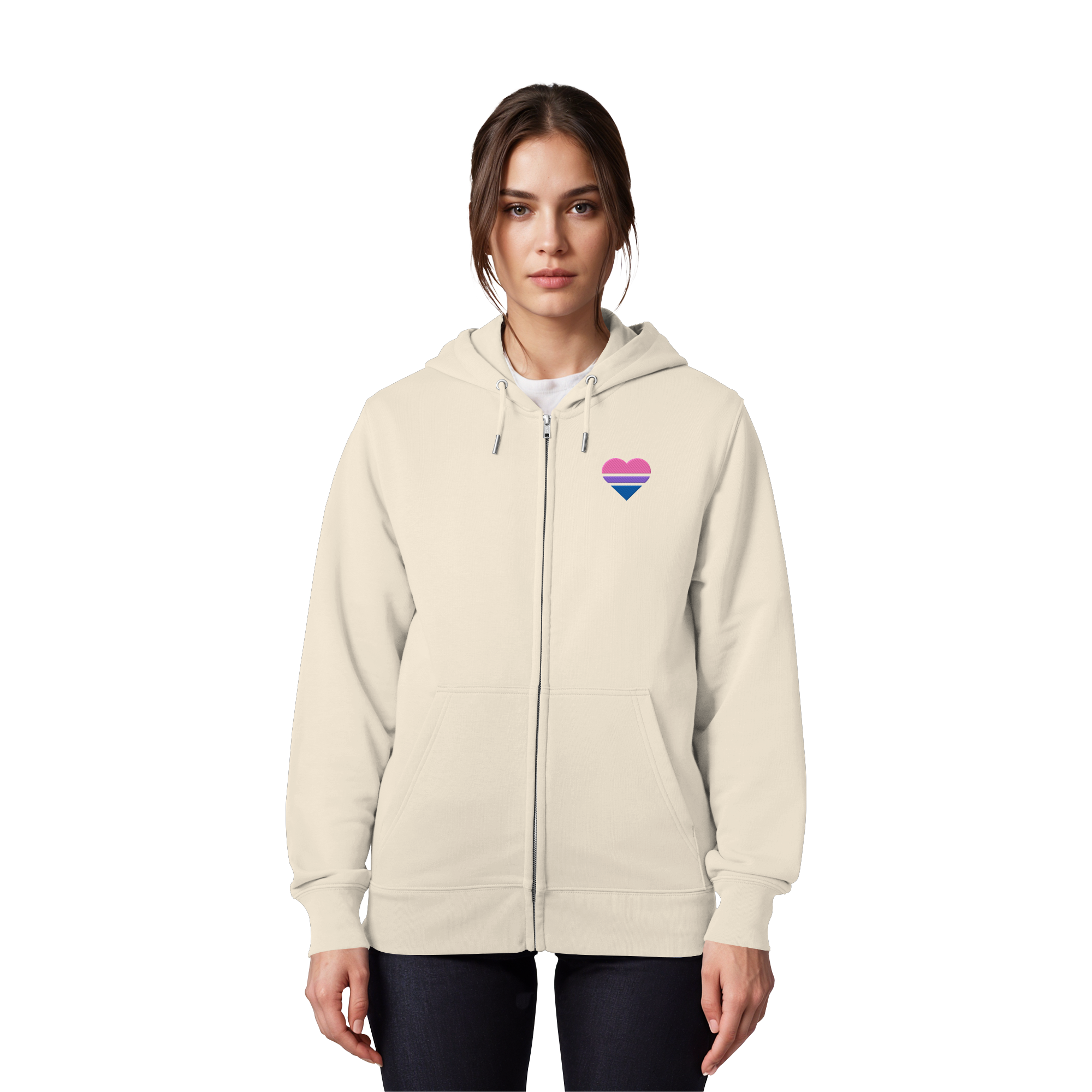 Organic Zipper - Bisexual Flag Herz Stick