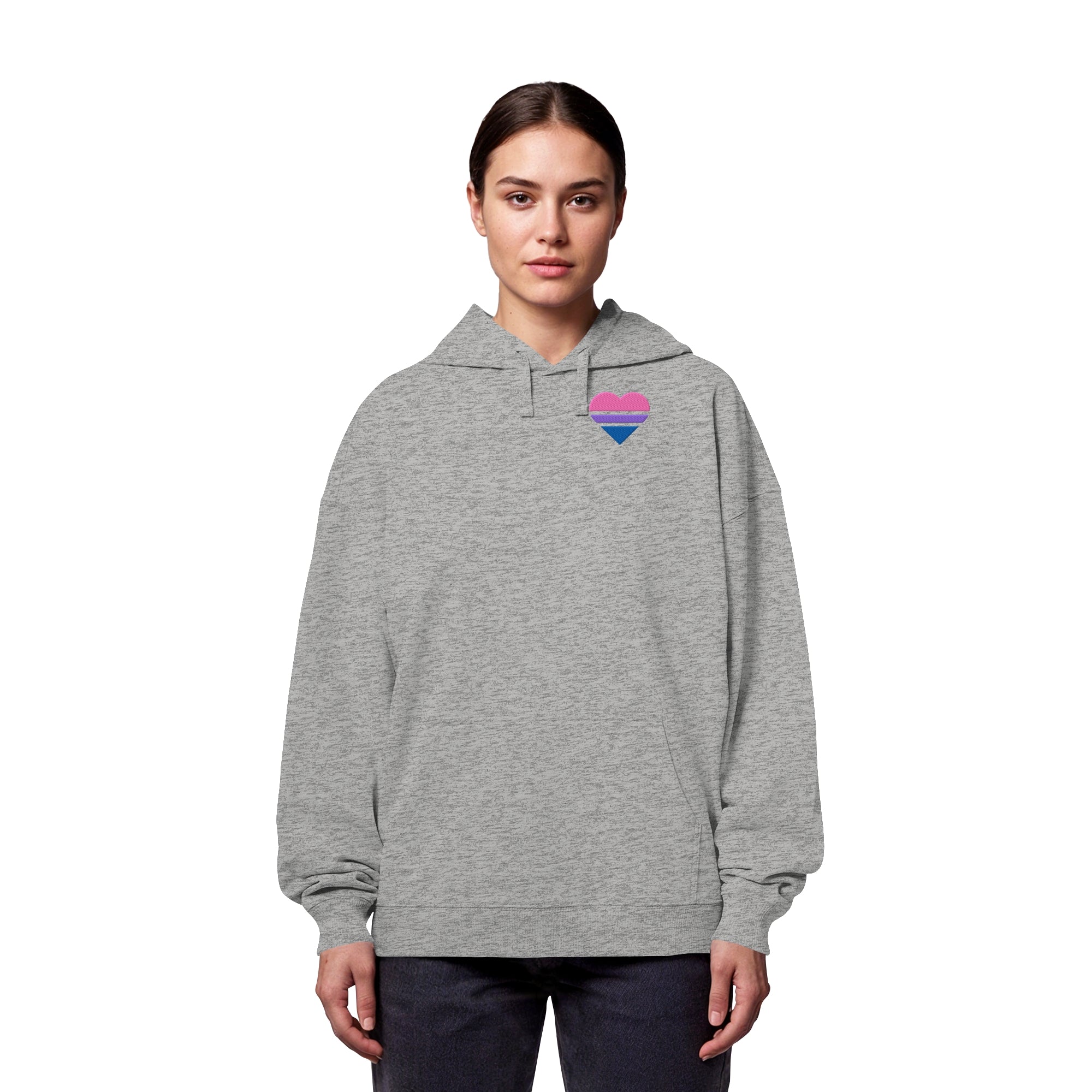 Organic Oversize Hoodie - Bisexual Flag Herz Stick