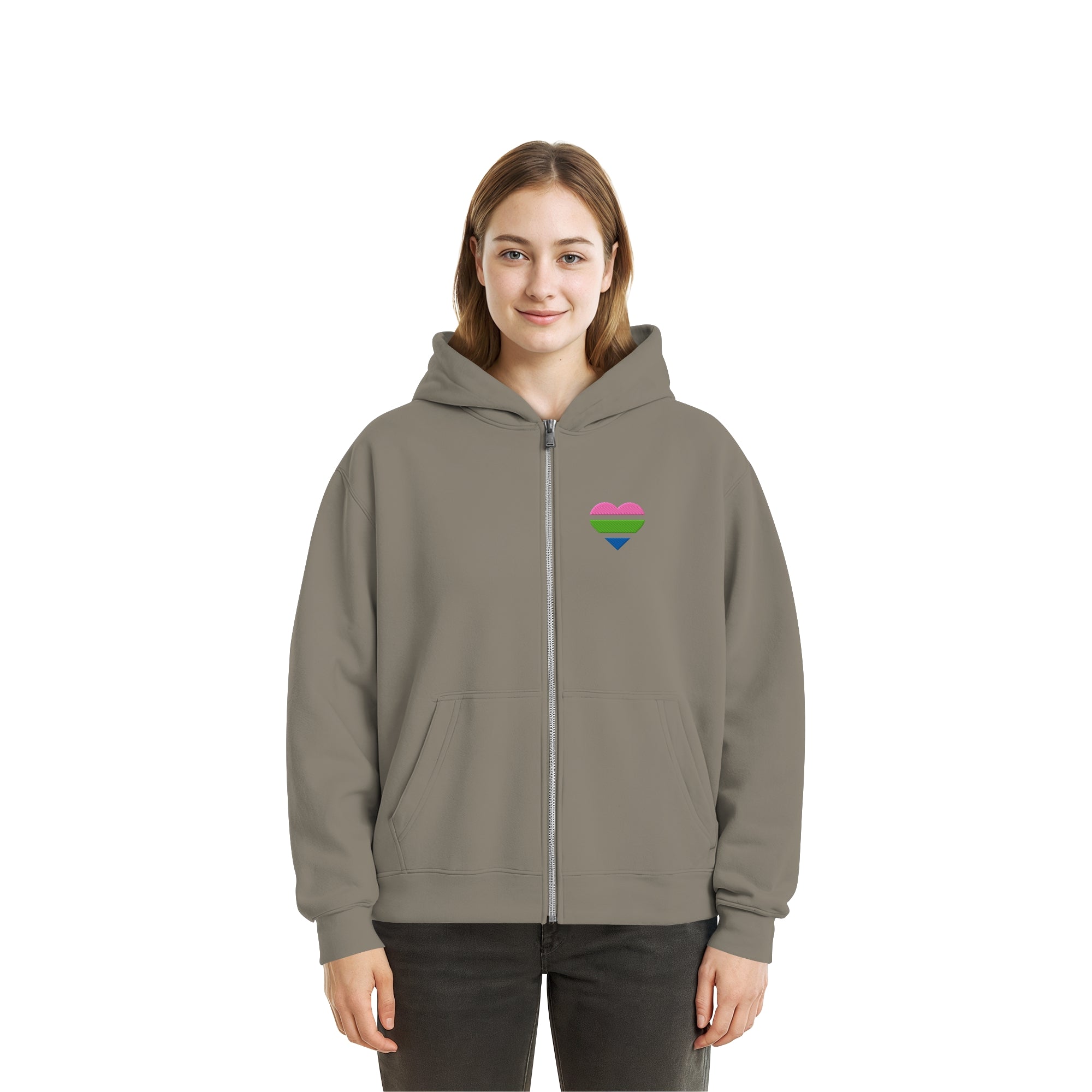 Fluffy Boxcut Zipper - Polysexual Flag Herz Stick