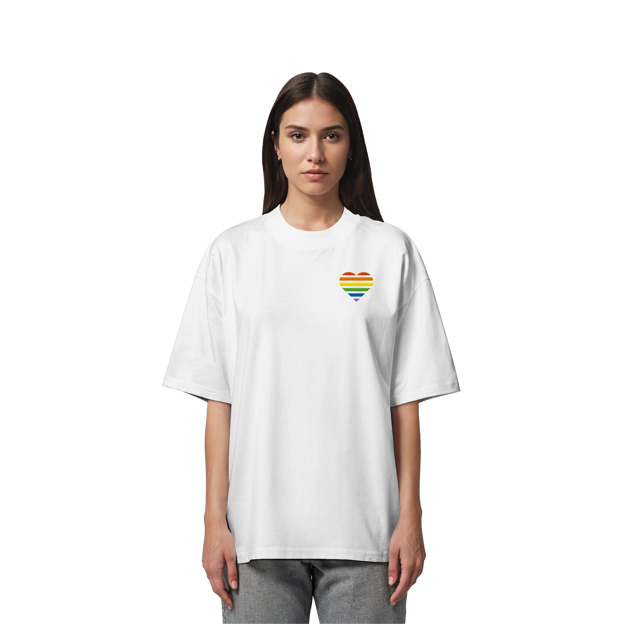 Organic Oversize Shirt - Pride Flag Herz Stick