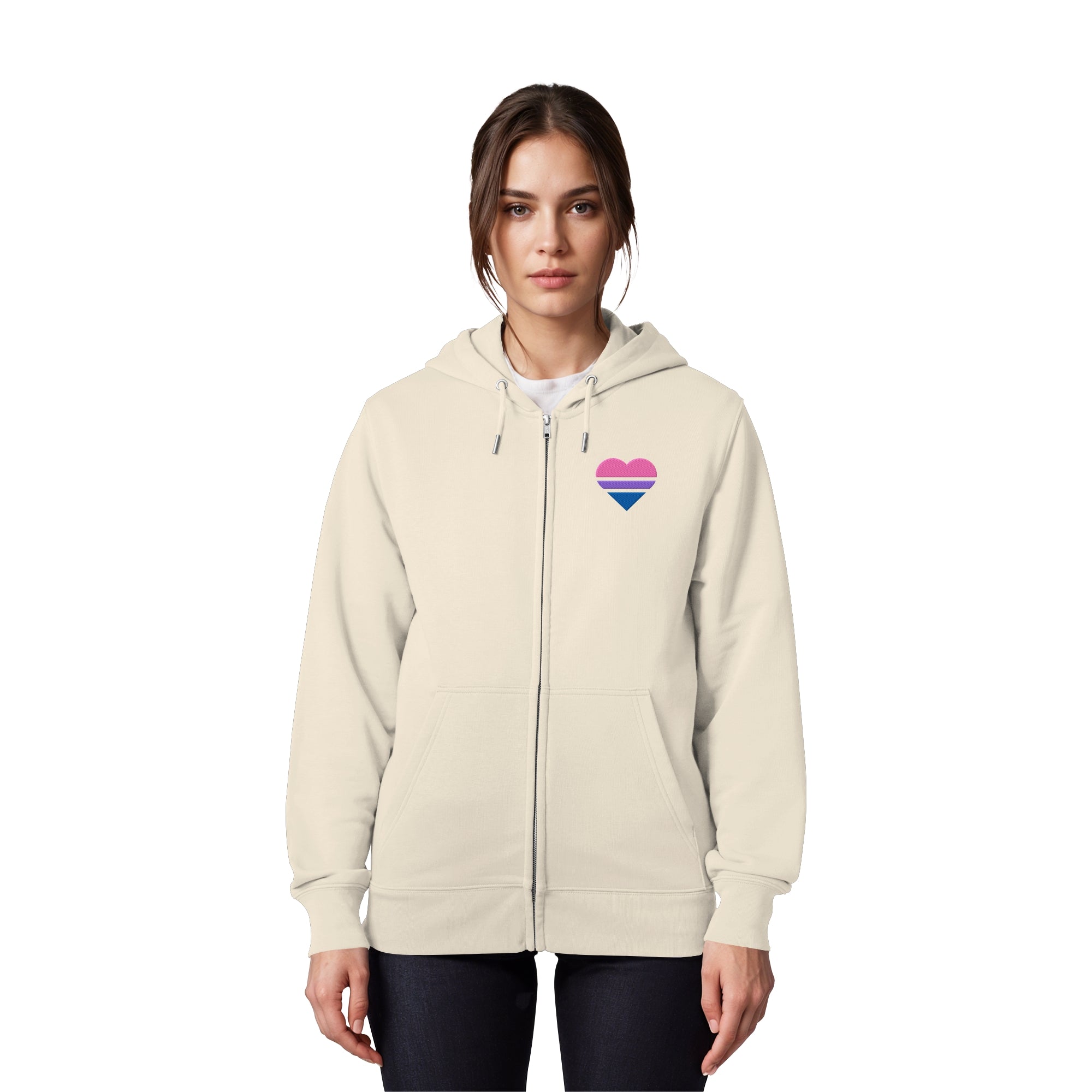 Organic Zipper - Bisexual Flag Herz Stick