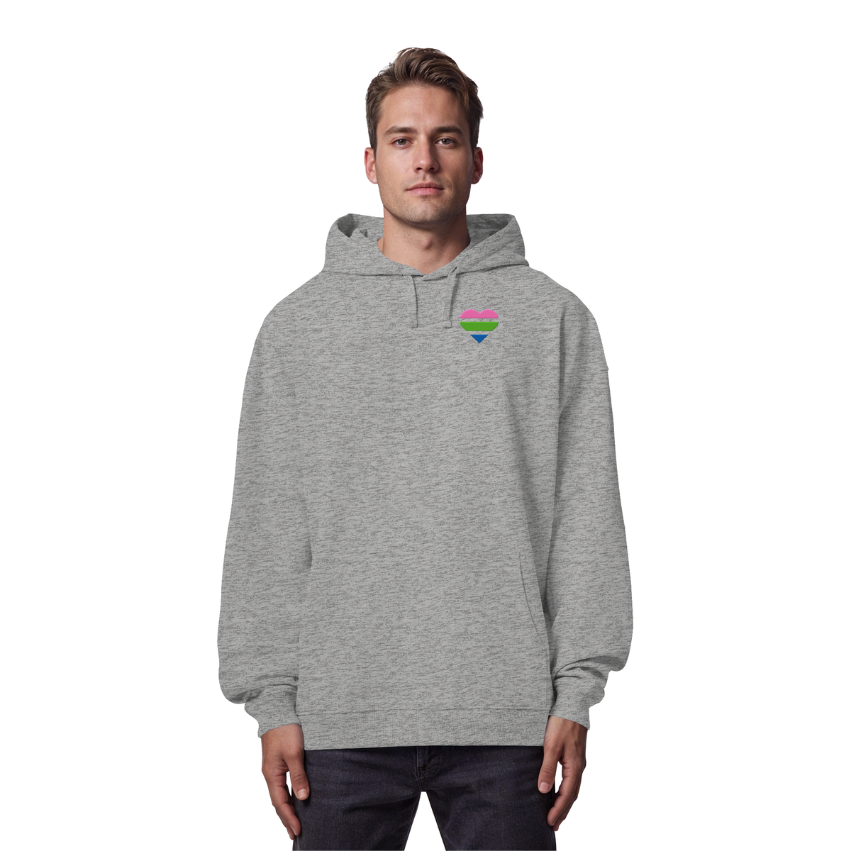 Organic Oversize Hoodie mit Herz Stick - Polysexual