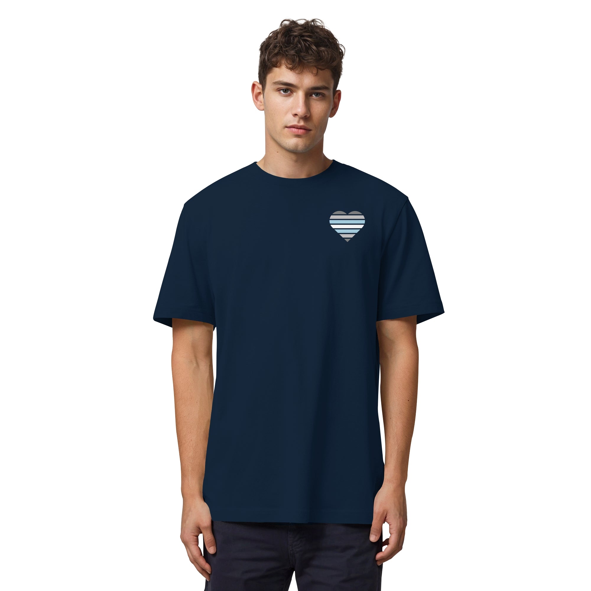 Organic Heavy Shirt - Demiboy Flag Herz Print