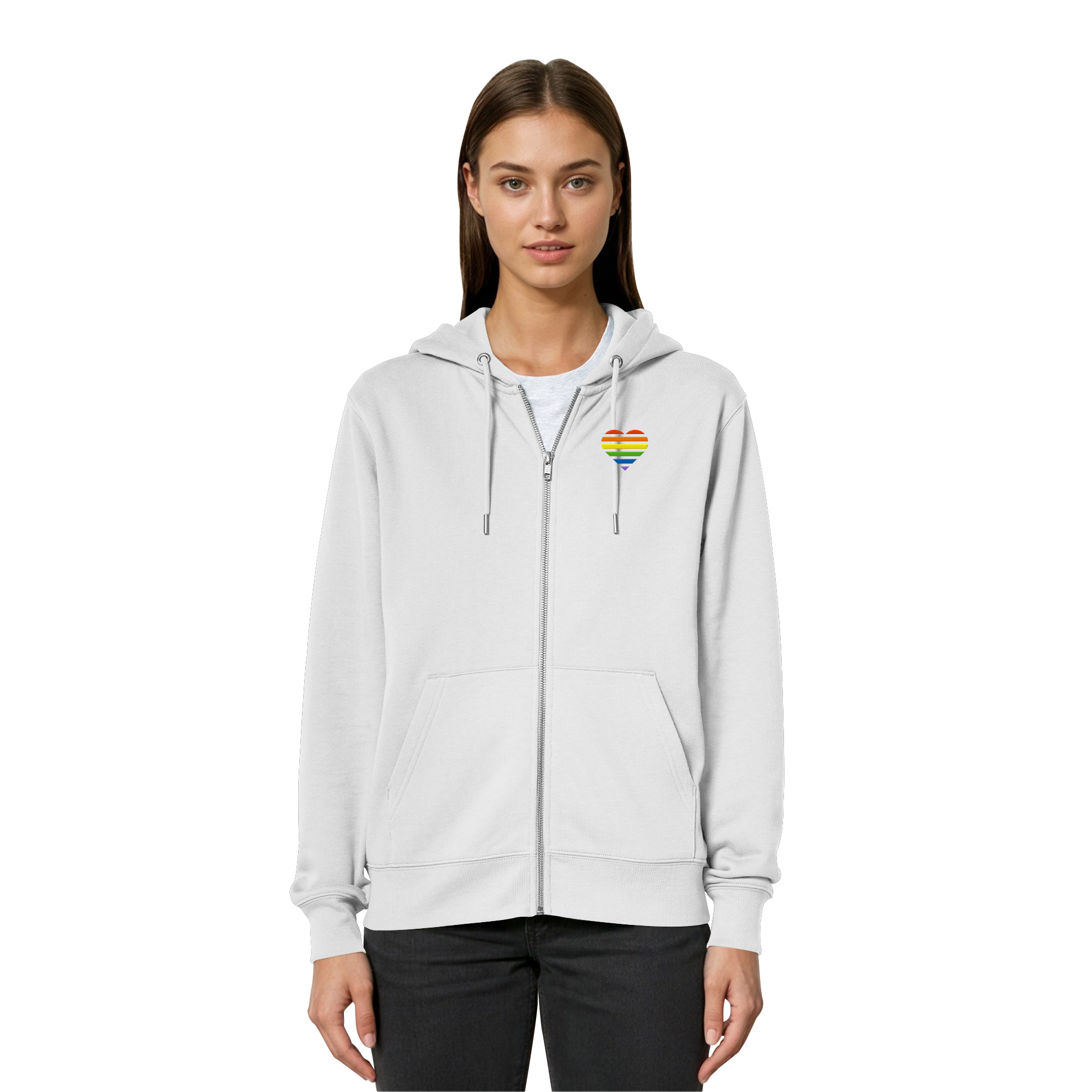 Organic Relaxed Zipper - Pride Flag Herz Stick