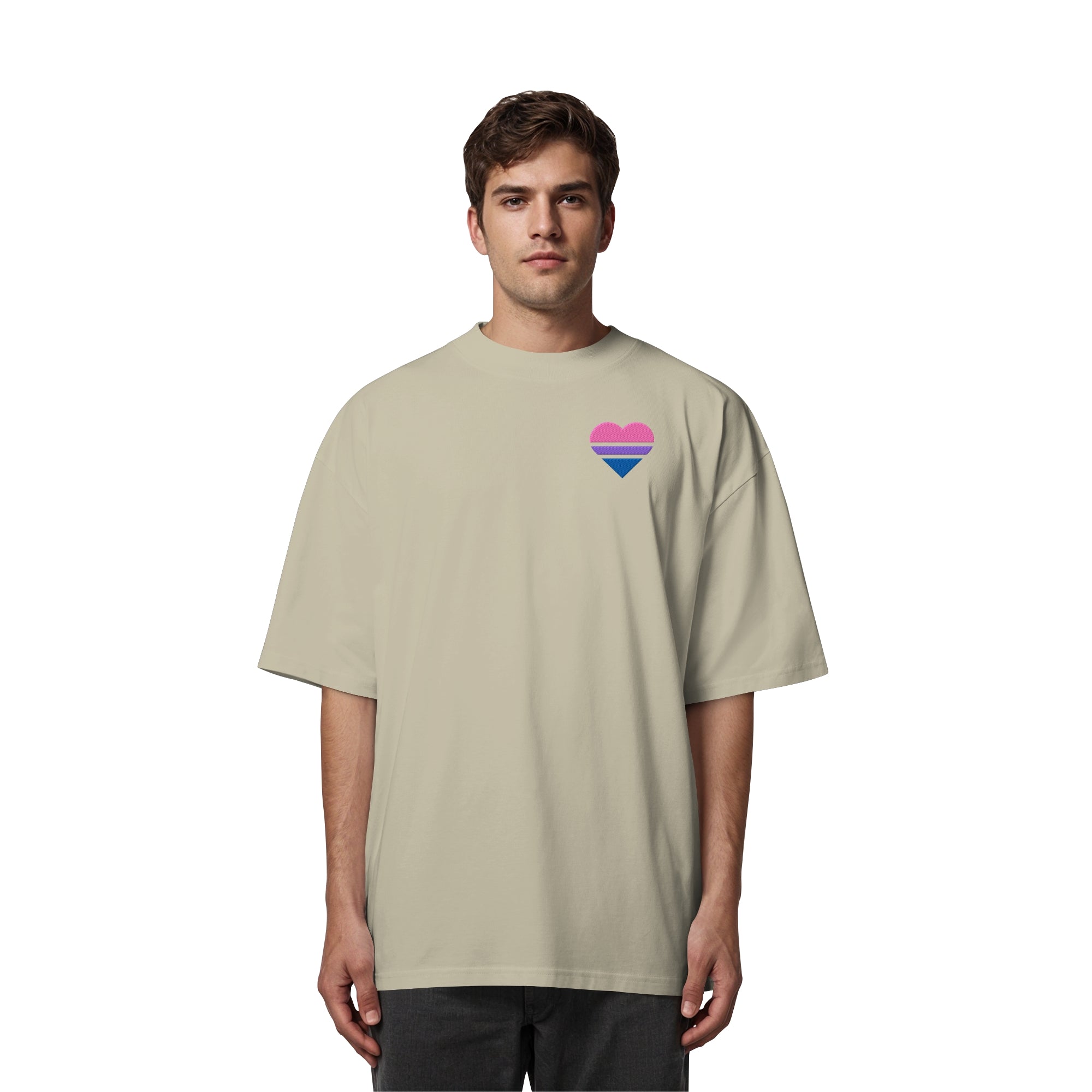Organic Oversize Shirt - Bisexual Flag Herz Stick