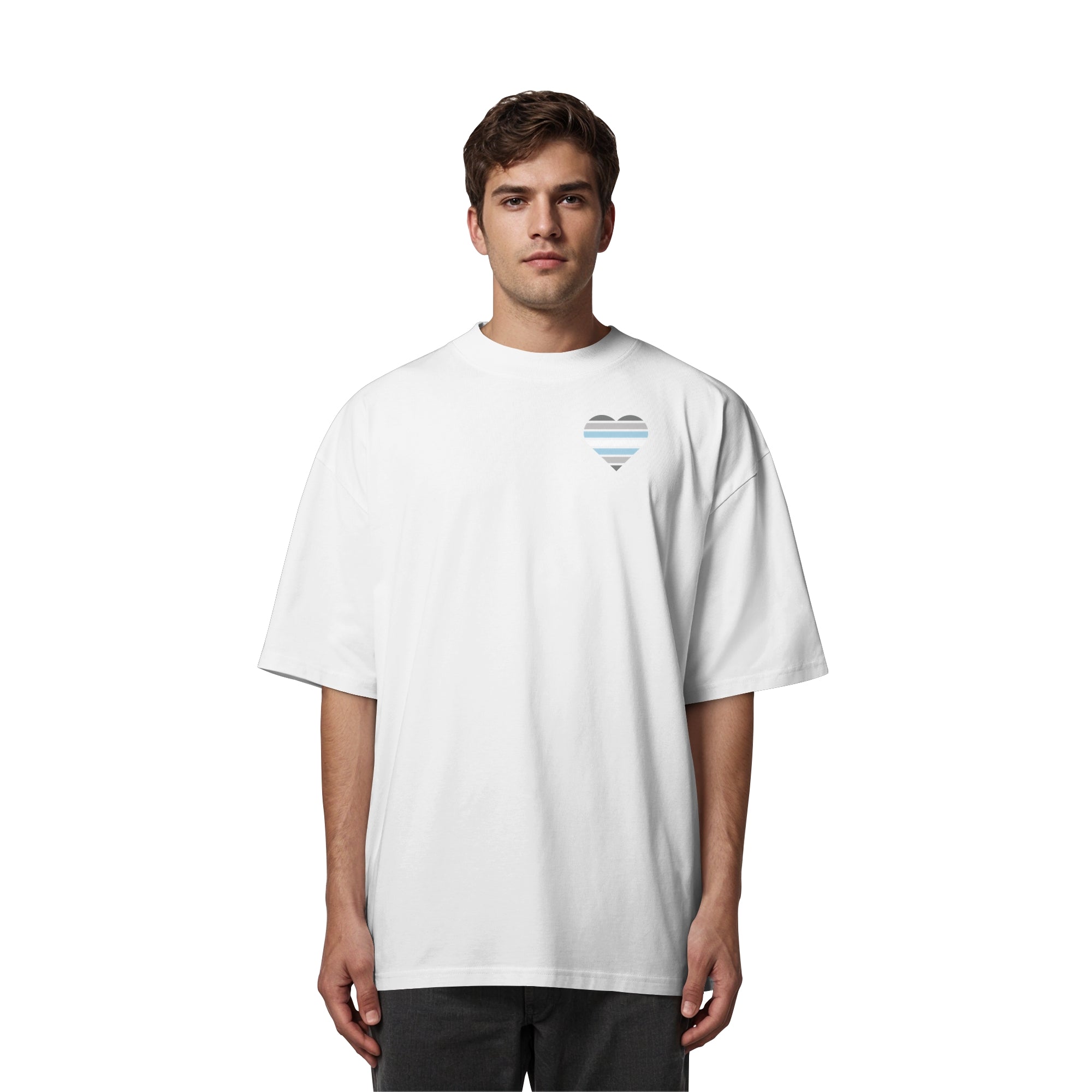 Organic Oversize Shirt - Demiboy Flag Herz Print