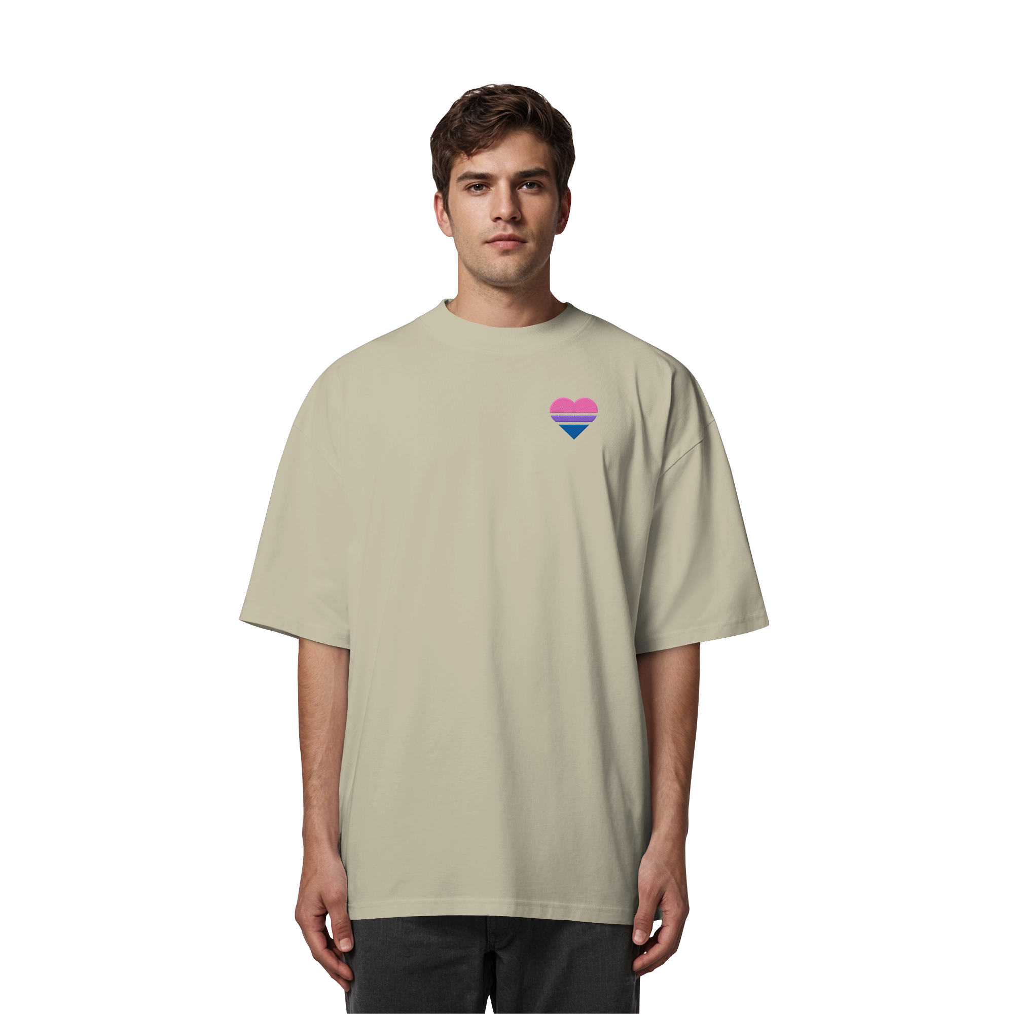Organic Oversize Shirt - Bisexual Flag Herz Stick