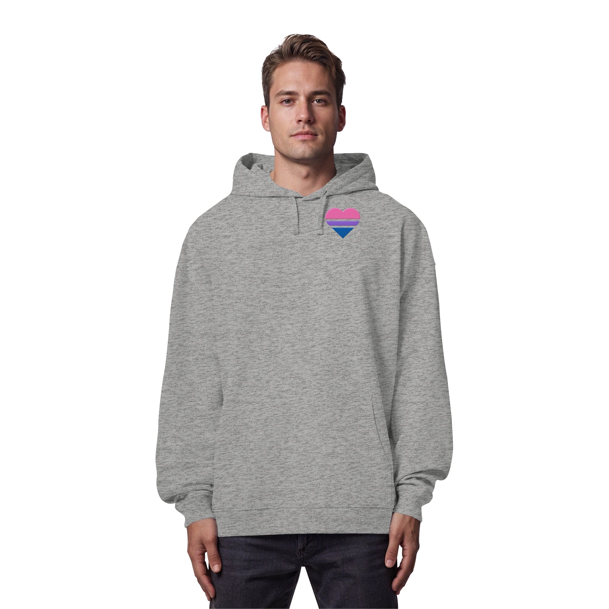 Organic Oversize Hoodie - Bisexual Flag Herz Stick