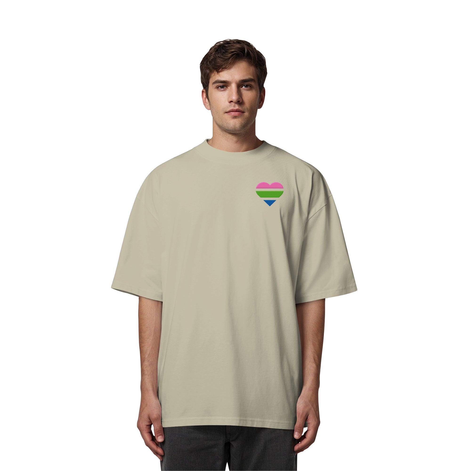 Organic Oversize Shirt - Polysexual Flag Herz Stick