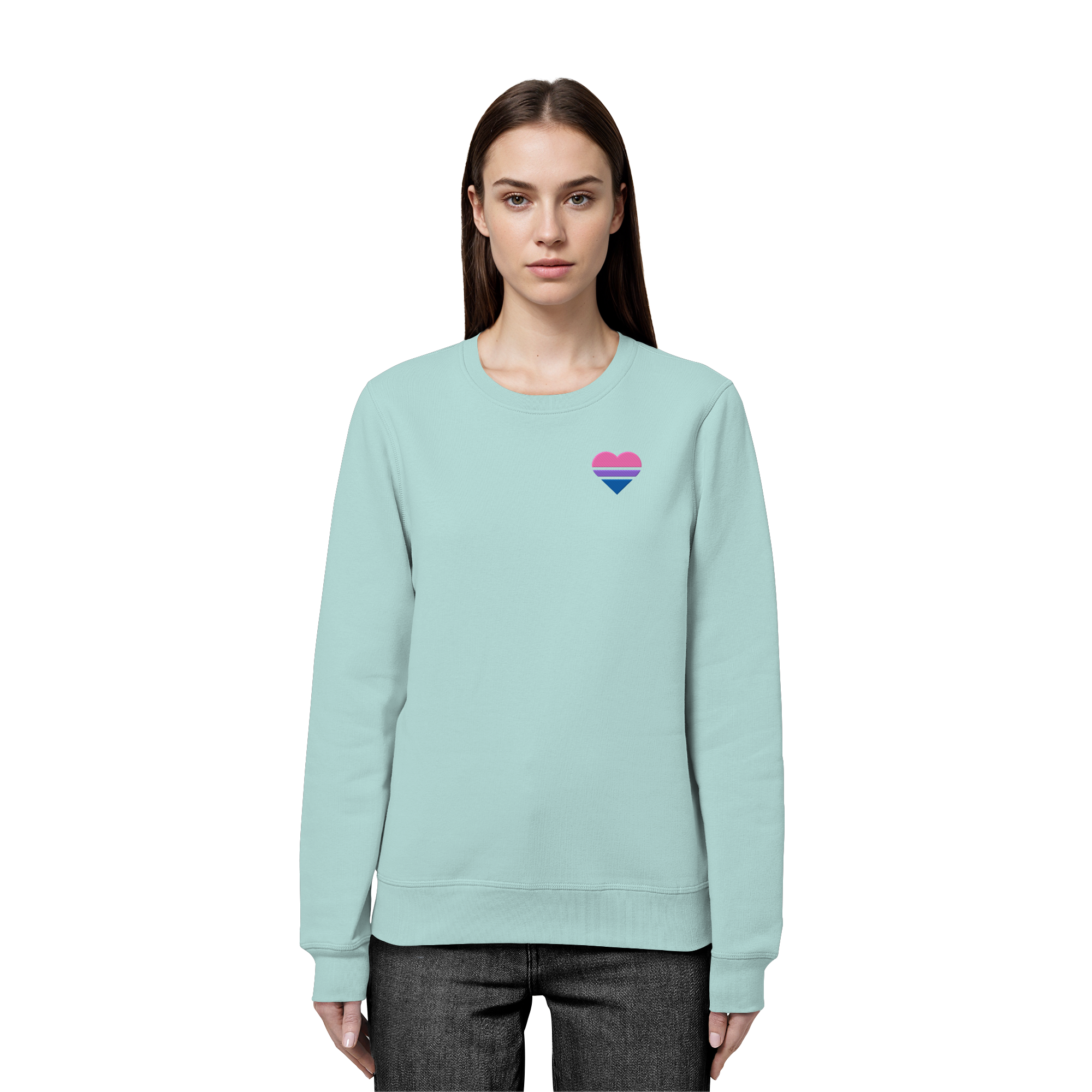 Organic Basic Sweatshirt - Bisexual Flag Herz Stick