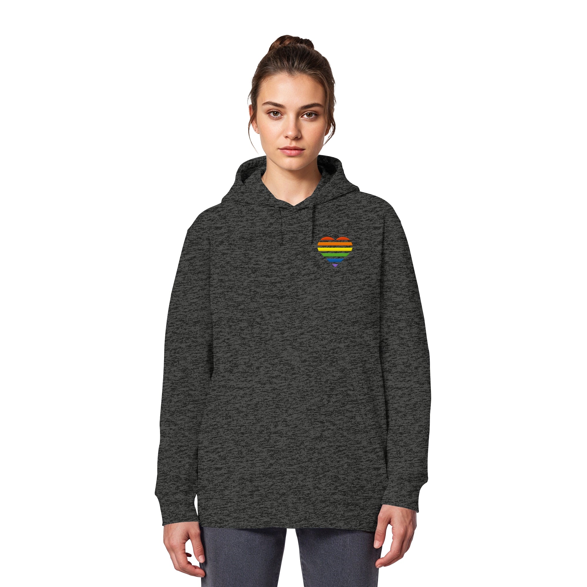 Organic Basic Hoodie - Pride Flag Herz Stick